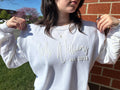 Embossed Mrs Sweatshirt, Personalized Bridal Gift, Bridal Shower Gift, Embossed Wifey Crewneck Sweatshirt, Wedding Gift, Gift for Bride