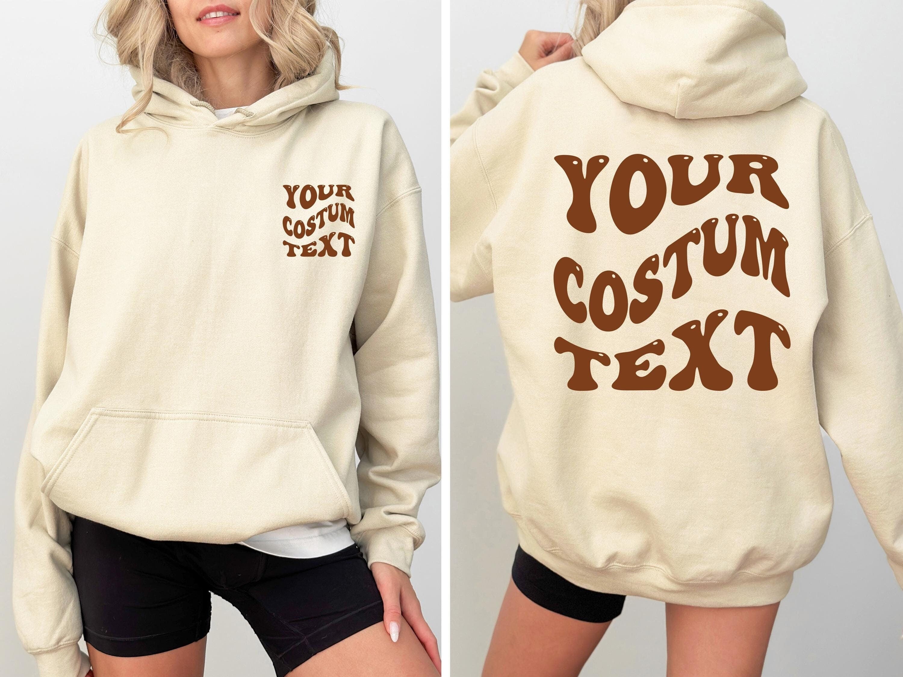 Custom hoodie, Personalized hoodie, Custom Gift, Custom Wavy Text hoodie, Custom sweatshirt, Custom text hoodie, Back and front custom text