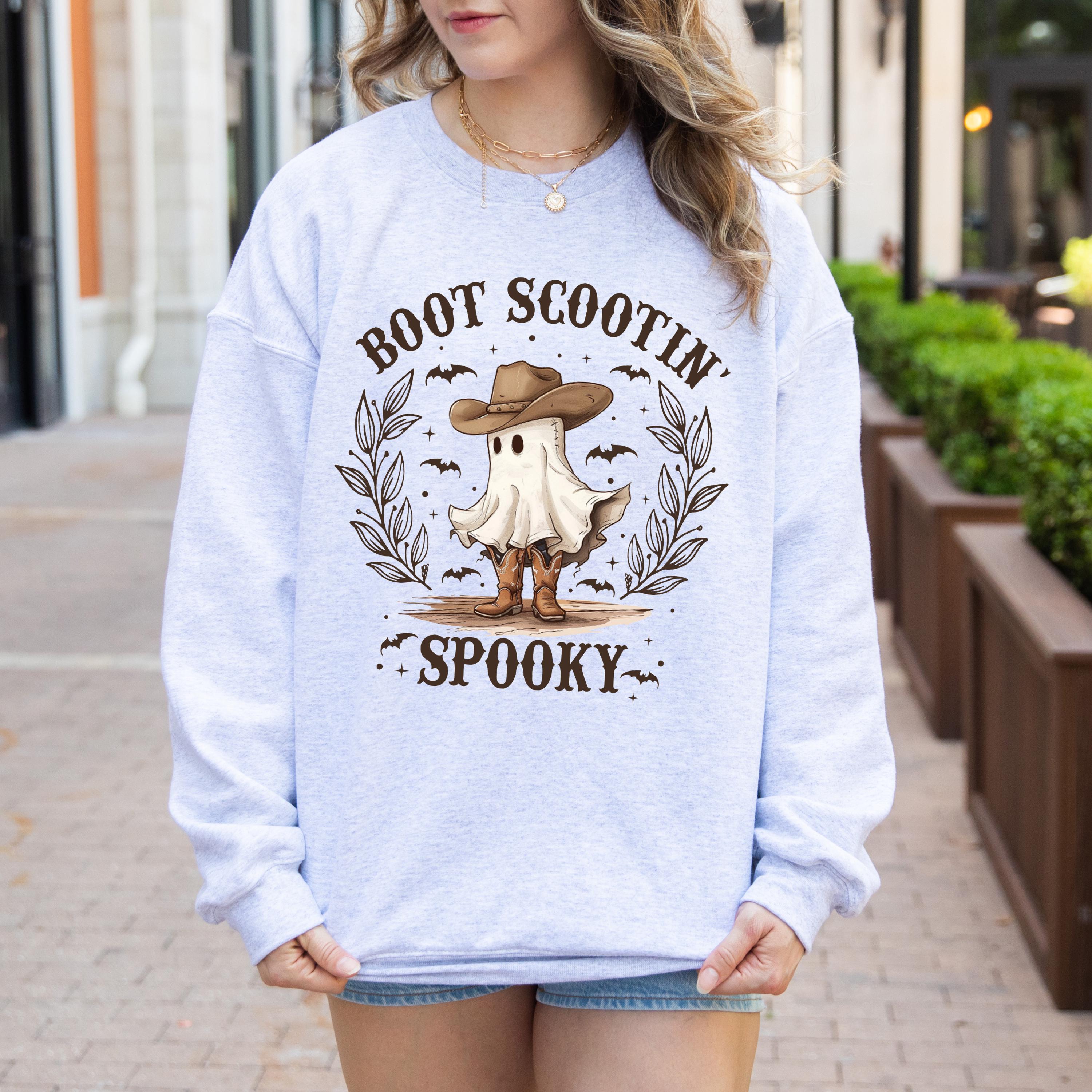 Halloween boot scooting spooky ghost Sweatshirt, Cowboy ghost Sweatshirt, Vintage Sweatshirt, Western Halloween Crewneck sweatshirt