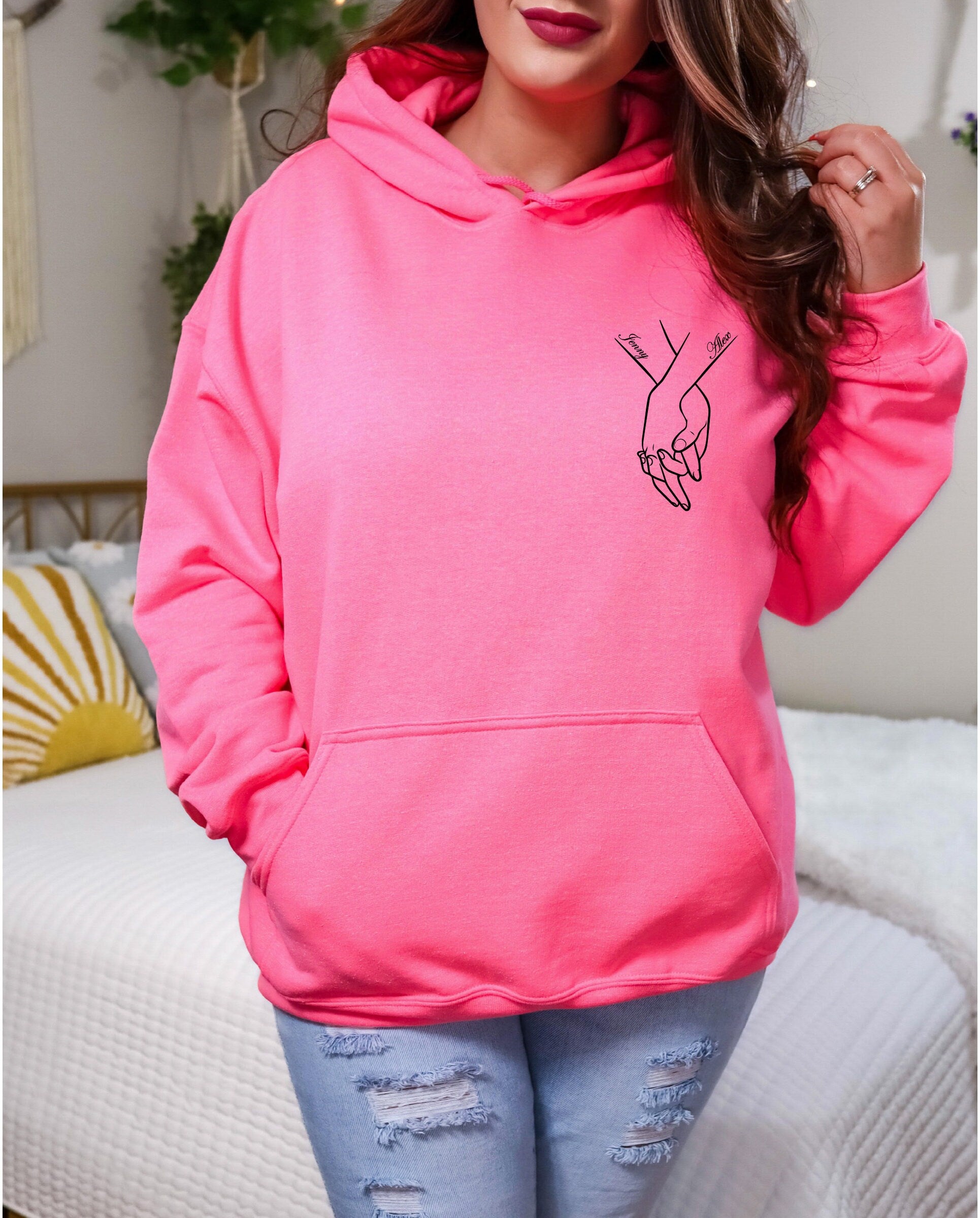 Couple Gift Custom Hoodie, Holding Hands Couple Hoodie, Personalized Couple Hoodie, Valentine Sweatshirt, Anniversary Gift, Valentine Hoodie