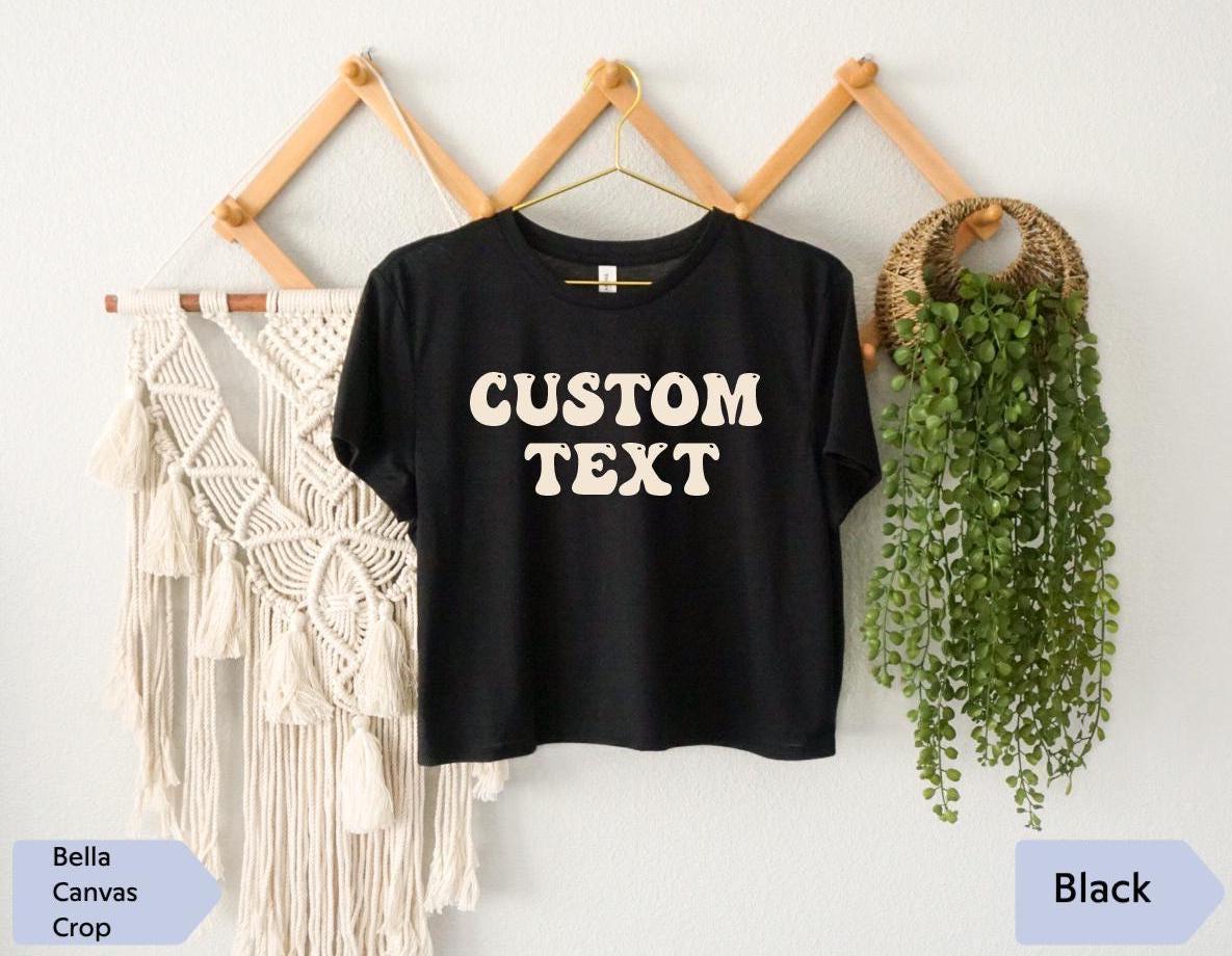 Custom Retro Text Tshirt, Personalised Groovy Text, Calligraphy Design, Your Text Here Tank, Personalized Family Crop, Personalized Gift