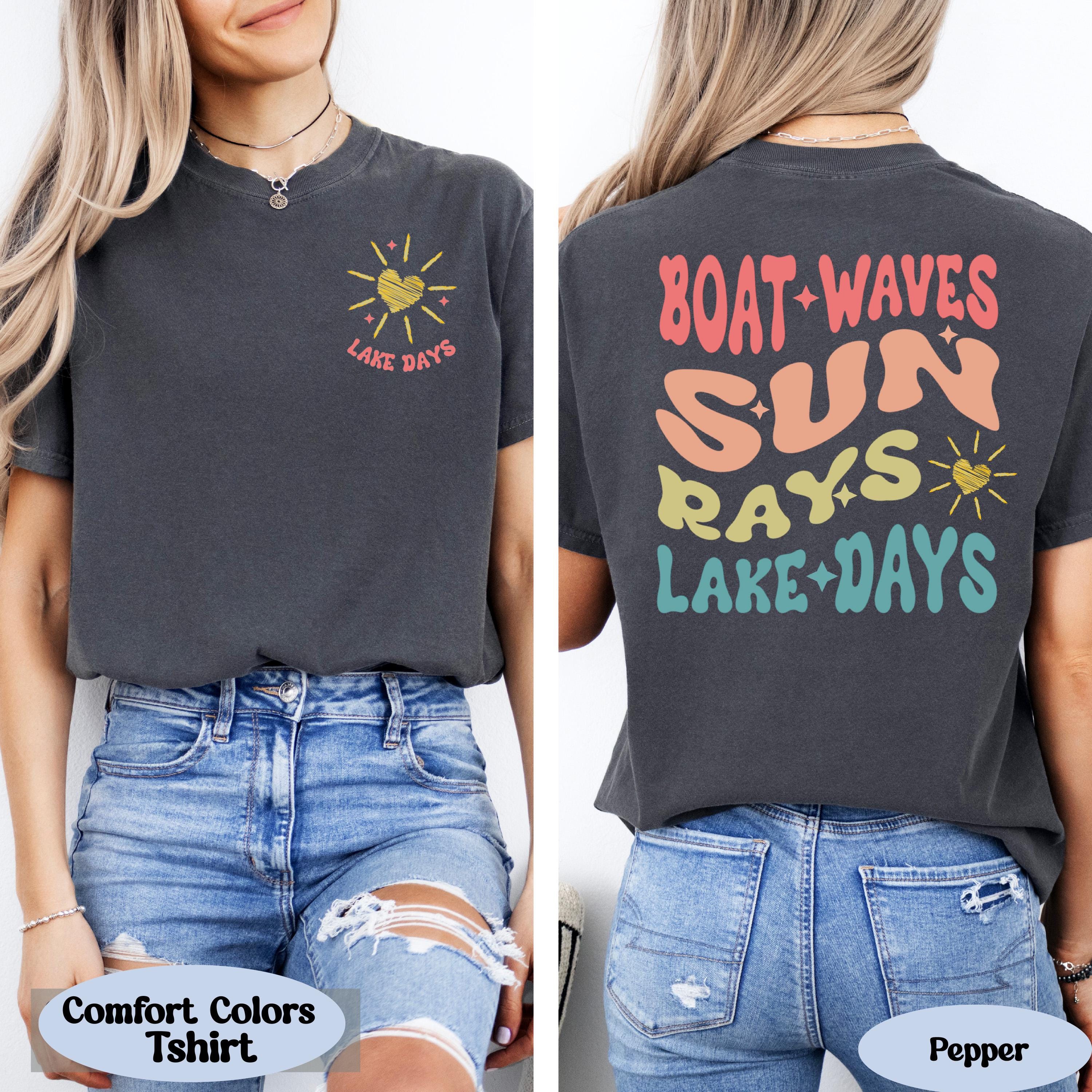 Lake Days Shirt, Boat Waves Sun Rays Lake Days Tshirt, Cute Boat Boxy Tee, Summer Trip Tank Top, Lake Life Shirt, Boat Trip Shirt Gift