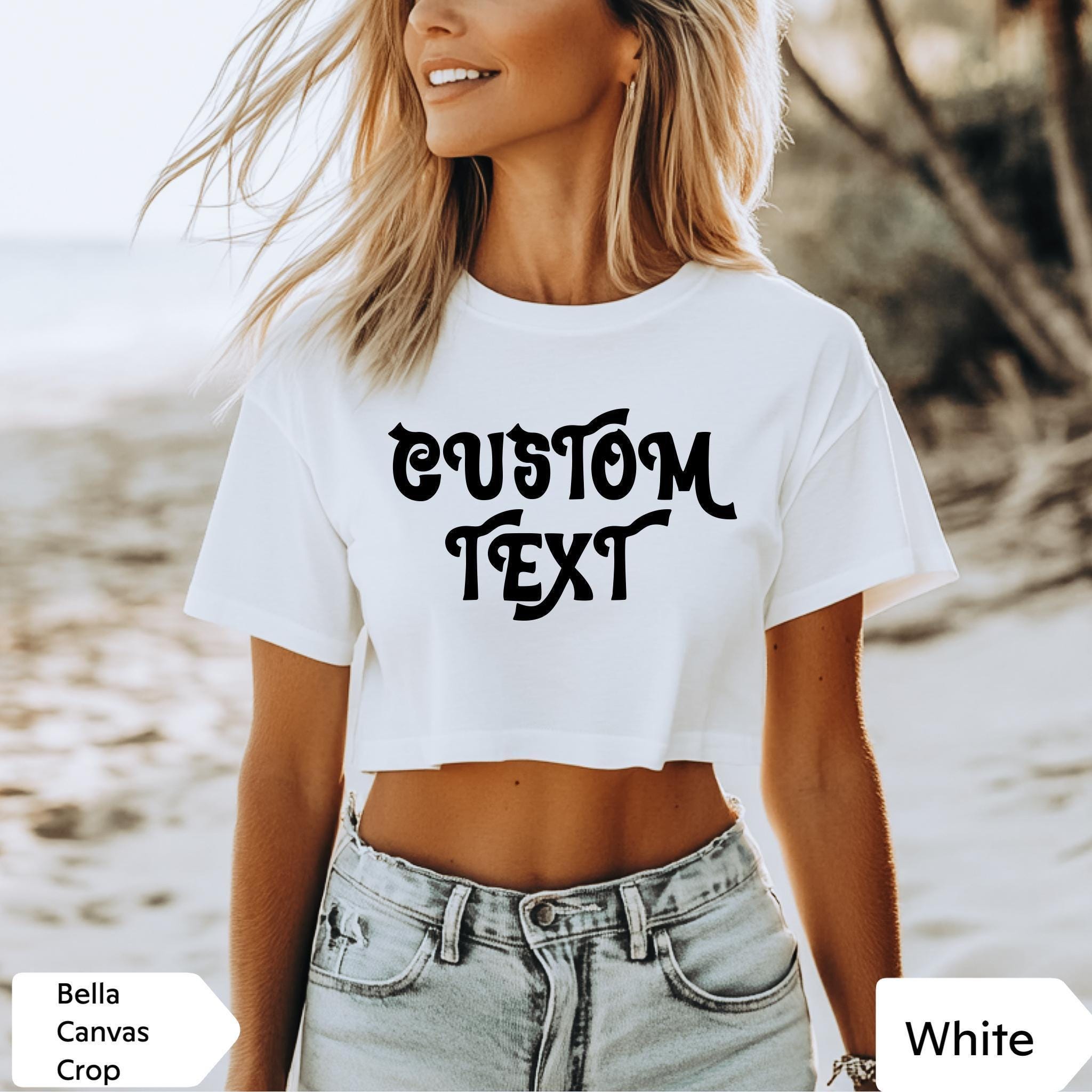 Custom Retro Text Tshirt, Personalised Groovy Text, Calligraphy Design, Your Text Here Tank, Personalized Family Crop, Personalized Gift