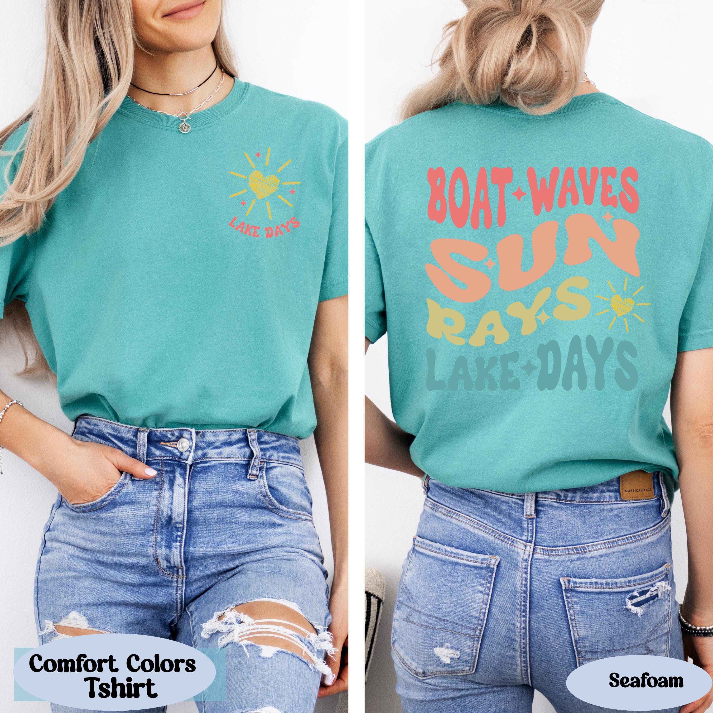 Lake Days Shirt, Boat Waves Sun Rays Lake Days Tshirt, Cute Boat Boxy Tee, Summer Trip Tank Top, Lake Life Shirt, Boat Trip Shirt Gift