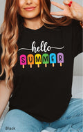 Hello Summer Shirt, Cute Summer Shirt, Summer Welcome Outfit Colorful Holiday Shirt,  Family Vacation Apparel Gift for Traveler Beach Tee