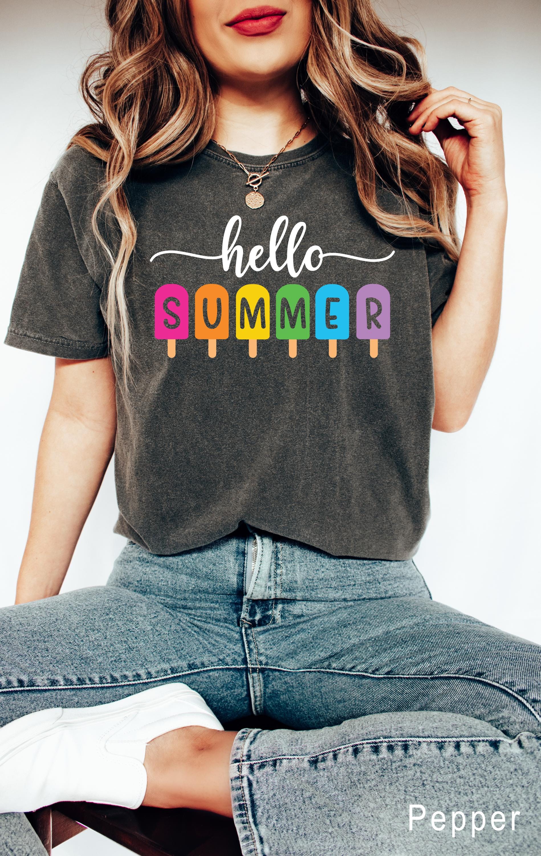 Hello Summer Shirt, Cute Summer Shirt, Summer Welcome Outfit Colorful Holiday Shirt,  Family Vacation Apparel Gift for Traveler Beach Tee