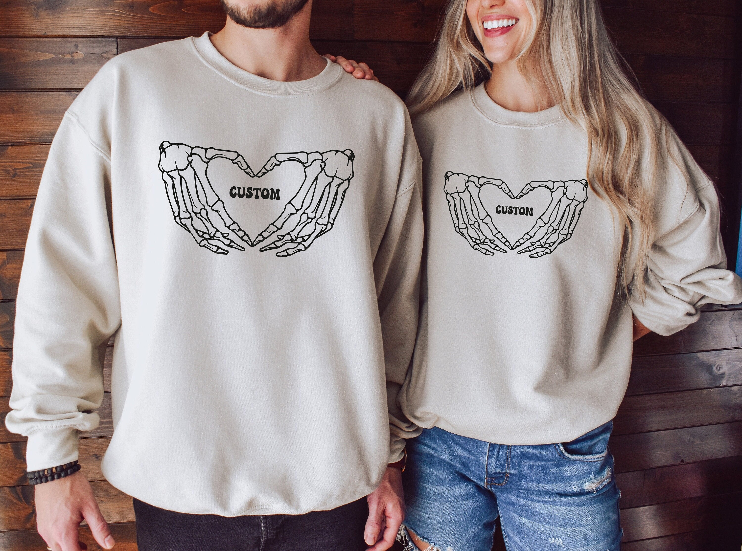 Custom Skeleton Heart Sweatahirt, Skeleton Hand Sweatshirt, Halloween Skeleton Love Sweatshirt, Halloween Gift Sweathirt, Skeleton Mode Tee