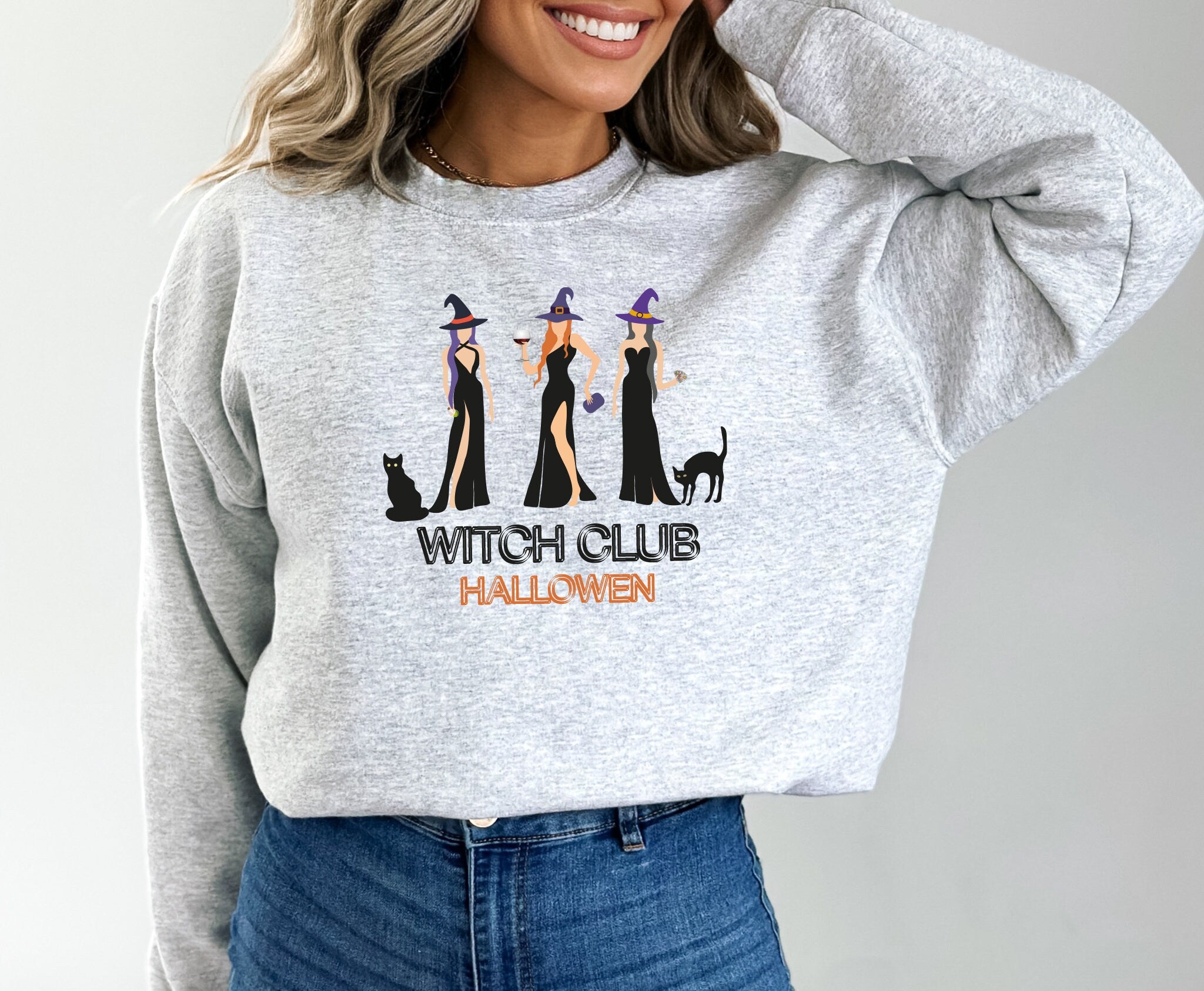 Witch Club Halloween Party Sweatshirt, Halloween lover, Spooky Season, Night Out, Witches Shirt, Autumn sweatshirt, Witchy,Halloween Sweater