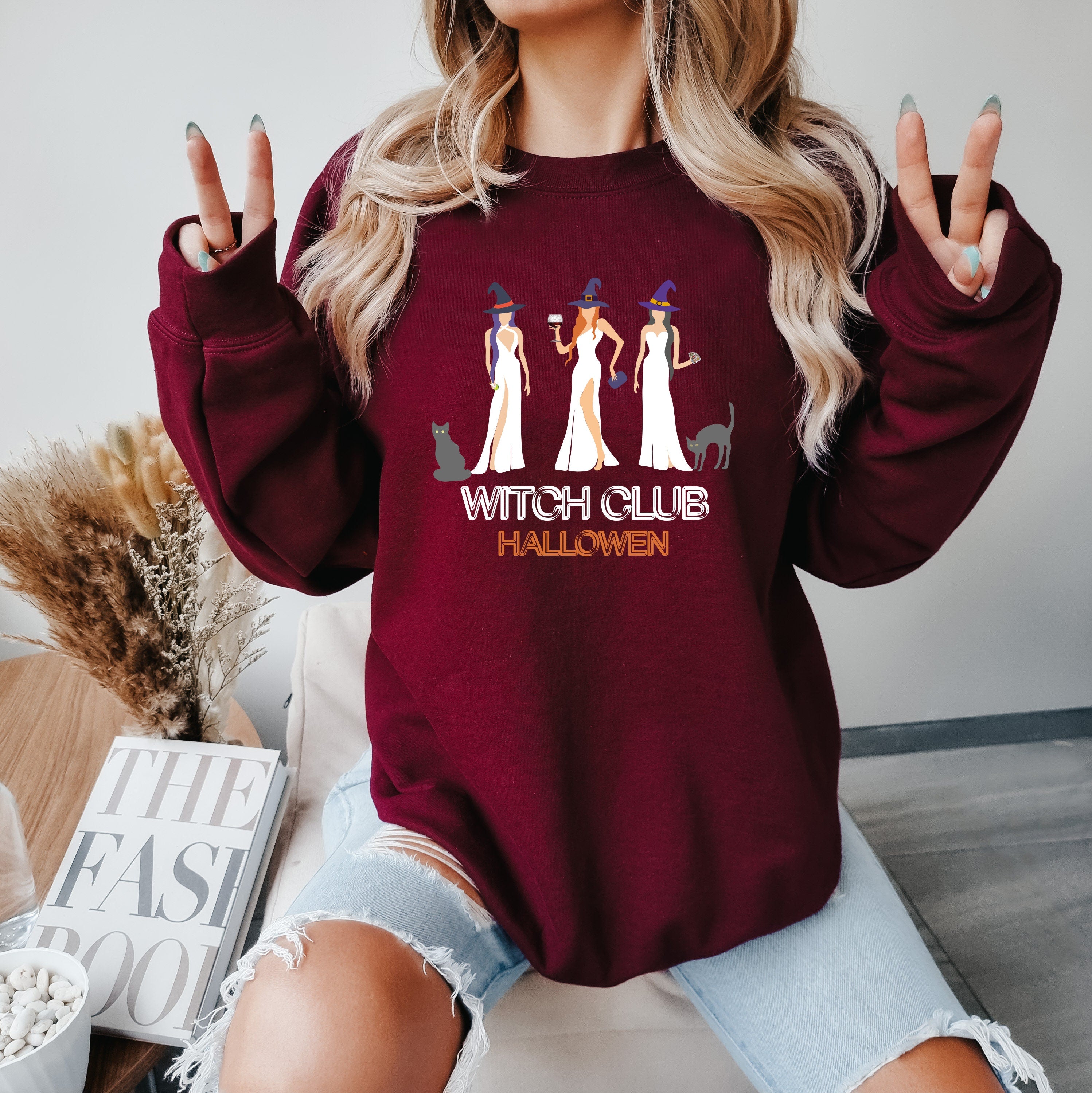 Witch Club Halloween Party Sweatshirt, Halloween lover, Spooky Season, Night Out, Witches Shirt, Autumn sweatshirt, Witchy,Halloween Sweater