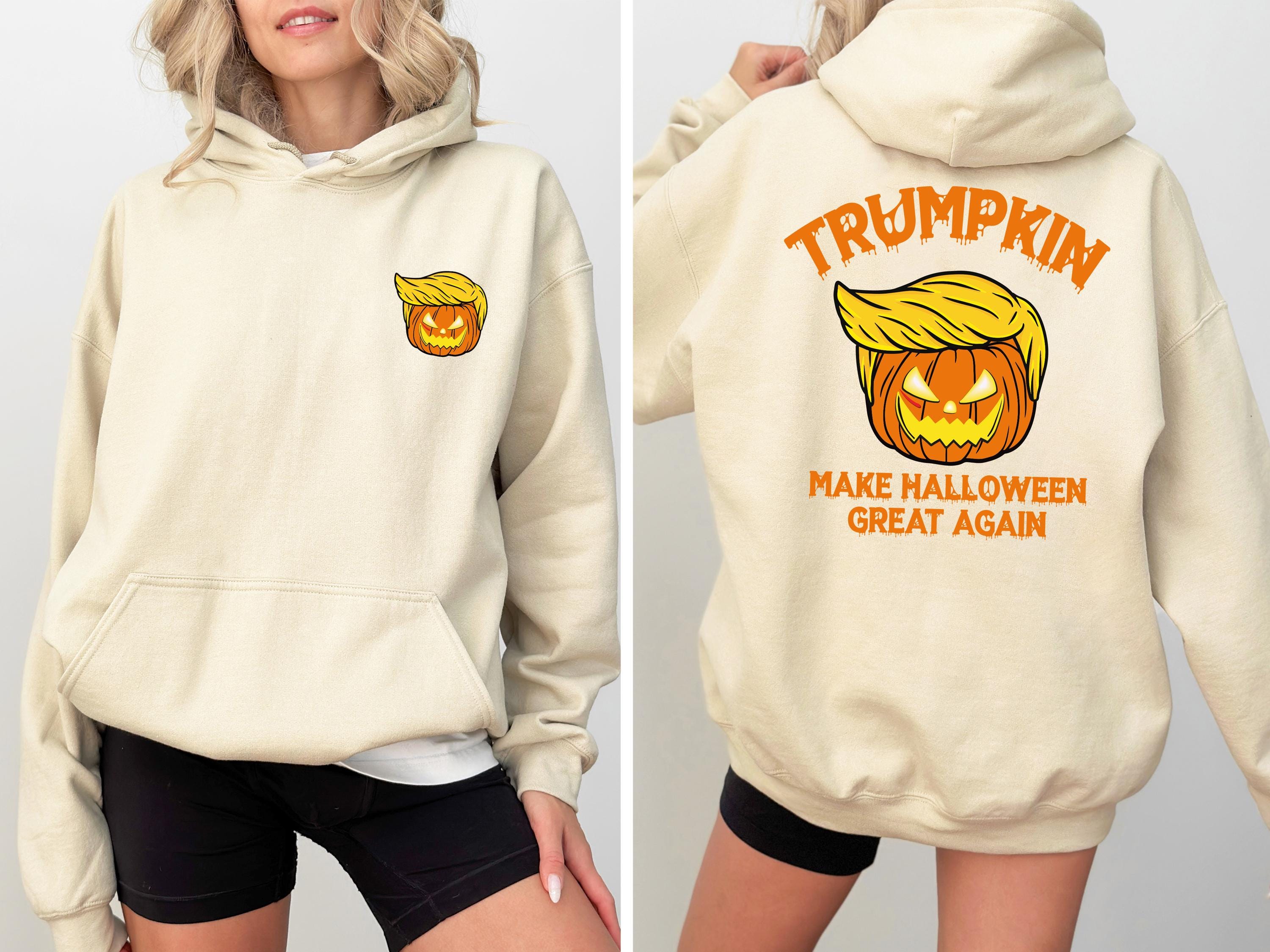 Trumpkin Double Side Hoodie, Make Halloween Great, MAGA Hoodie, Halloween Sweatshirt, Trump Hoodie, Republican Hoodie, Funny Trump Hoodie