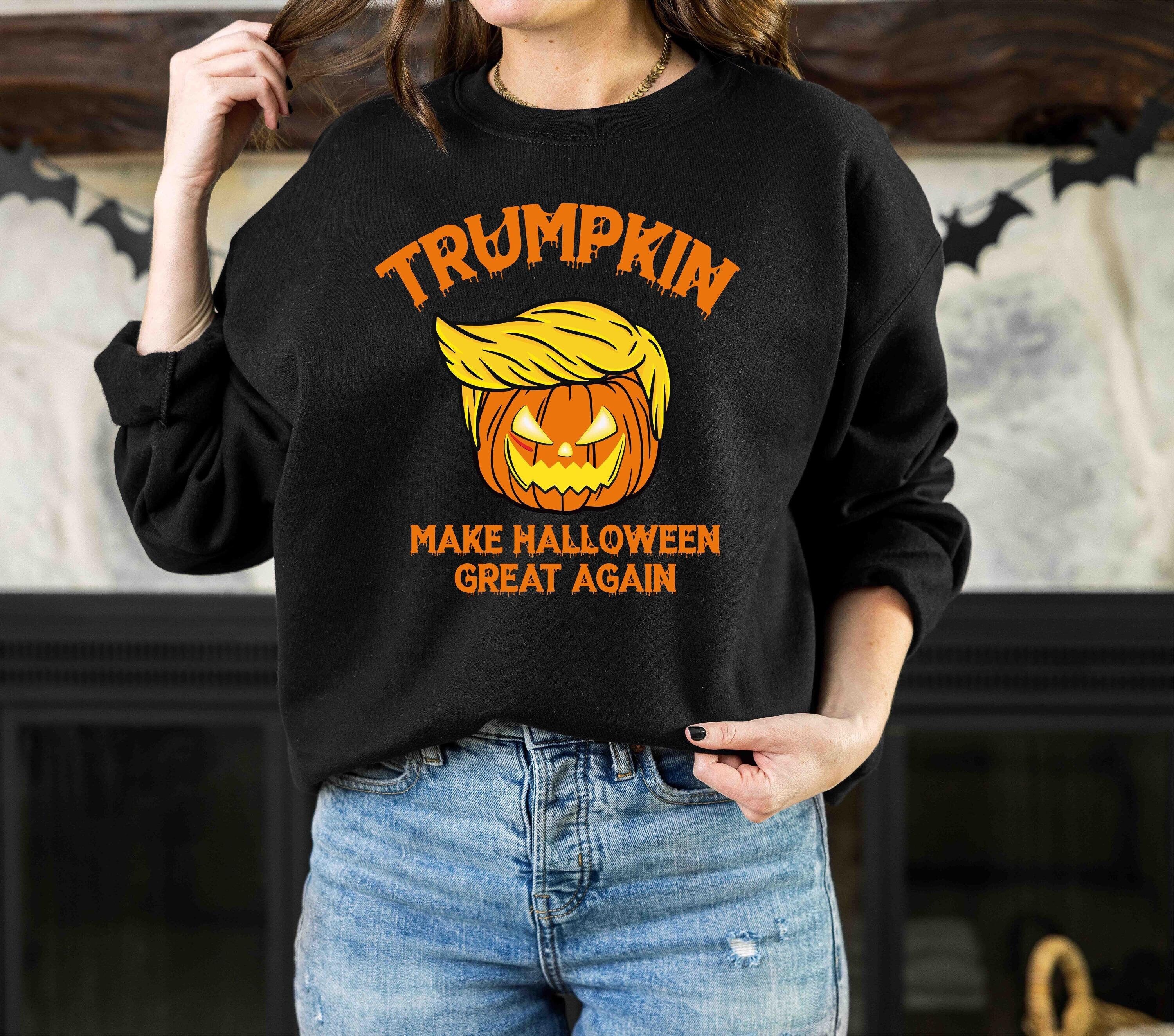 Halloween Trump Political Sweatshirt, Spooky & Trendy, Make Halloween Great Again Sweatshirt, Trump Pumpkin Sweatshirt, Halloween Crewneck