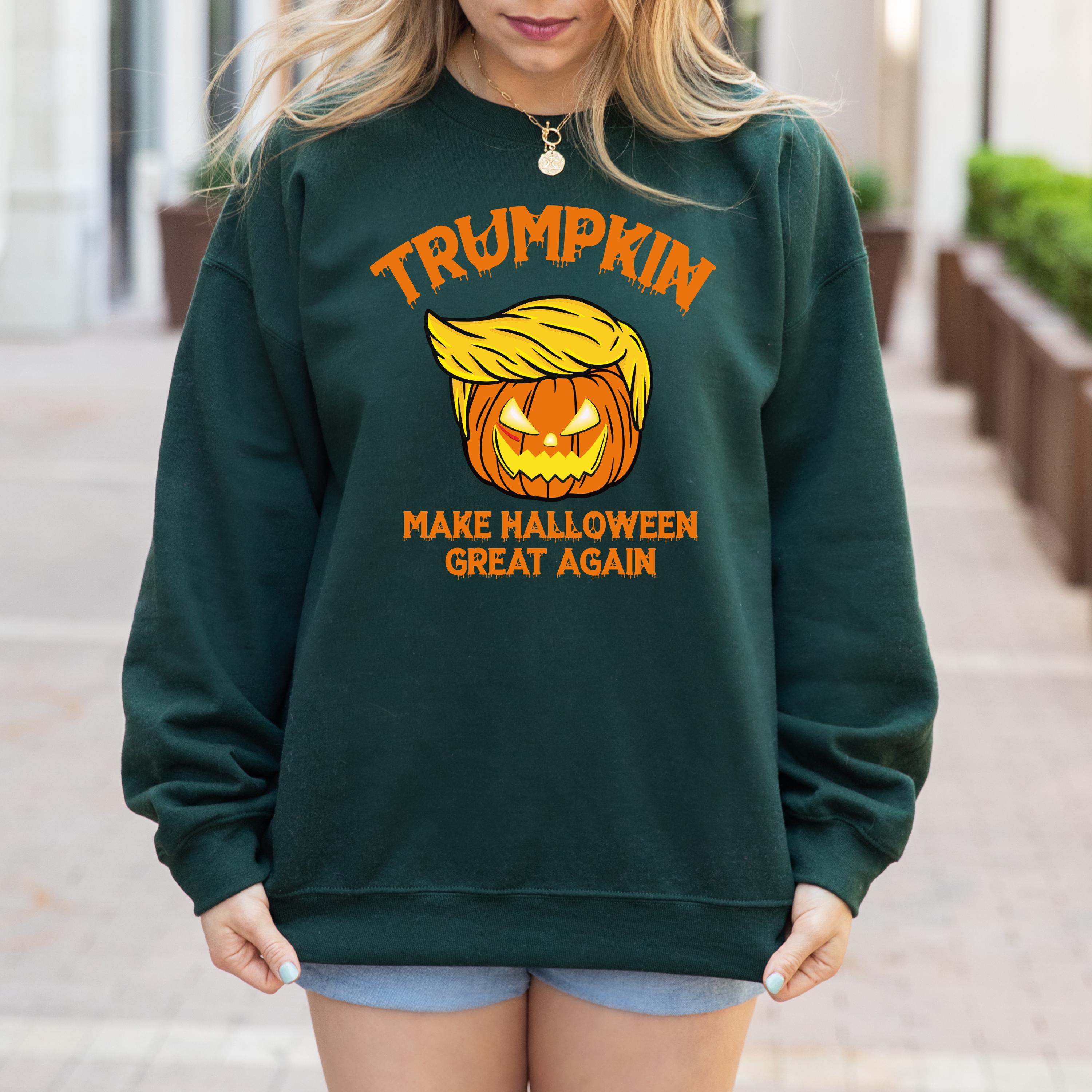 Halloween Trump Political Sweatshirt, Spooky & Trendy, Make Halloween Great Again Sweatshirt, Trump Pumpkin Sweatshirt, Halloween Crewneck