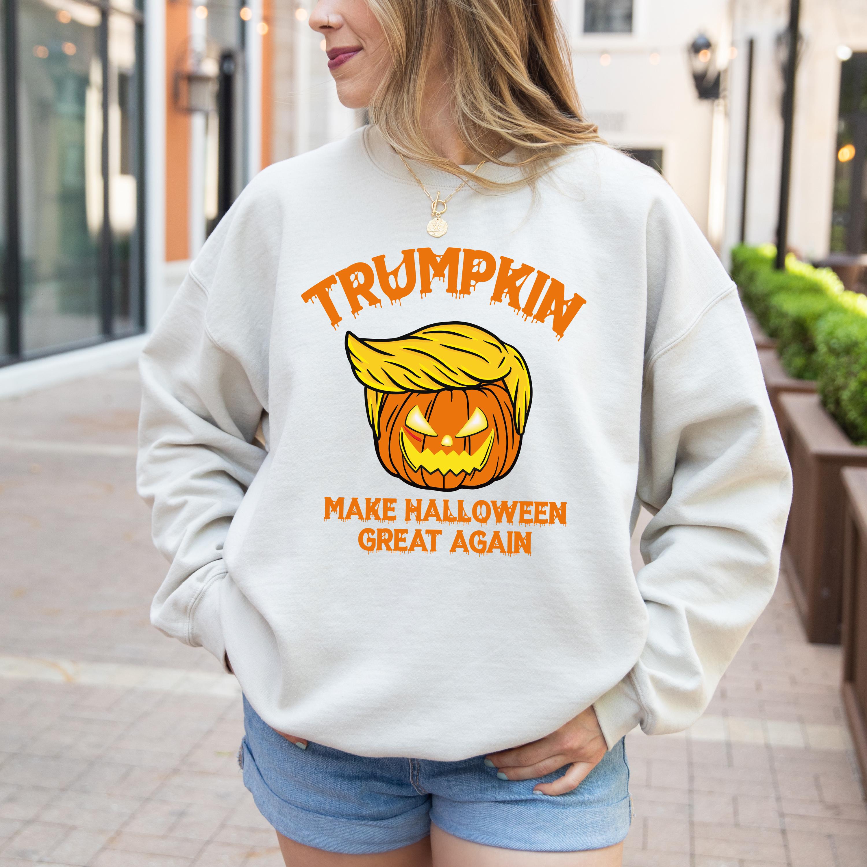 Halloween Trump Political Sweatshirt, Spooky & Trendy, Make Halloween Great Again Sweatshirt, Trump Pumpkin Sweatshirt, Halloween Crewneck