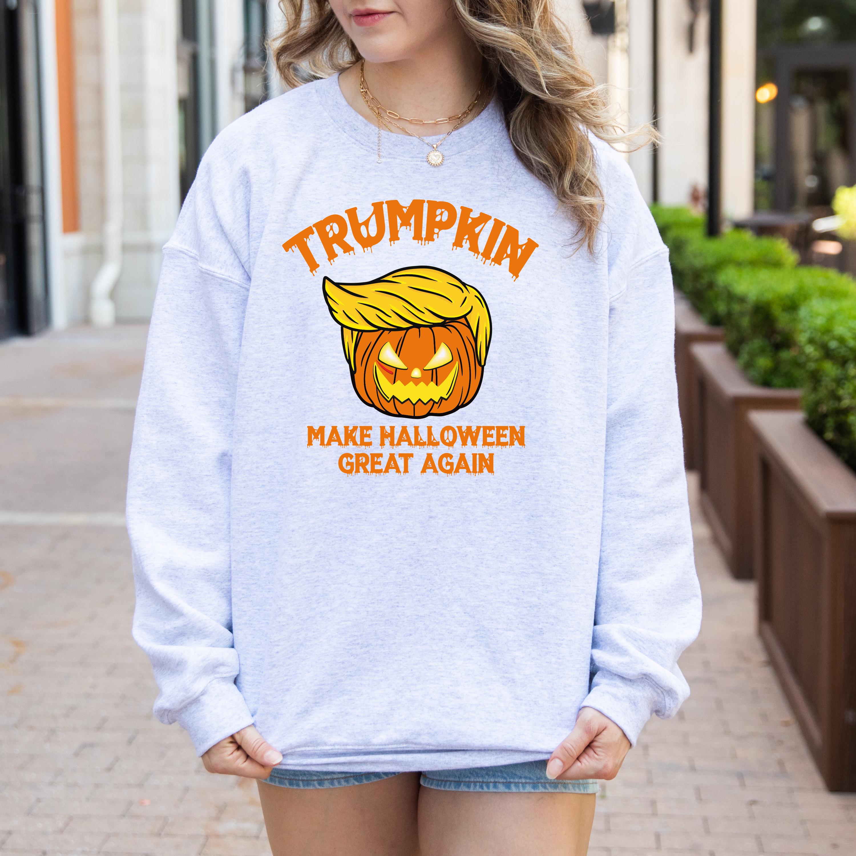 Halloween Trump Political Sweatshirt, Spooky & Trendy, Make Halloween Great Again Sweatshirt, Trump Pumpkin Sweatshirt, Halloween Crewneck