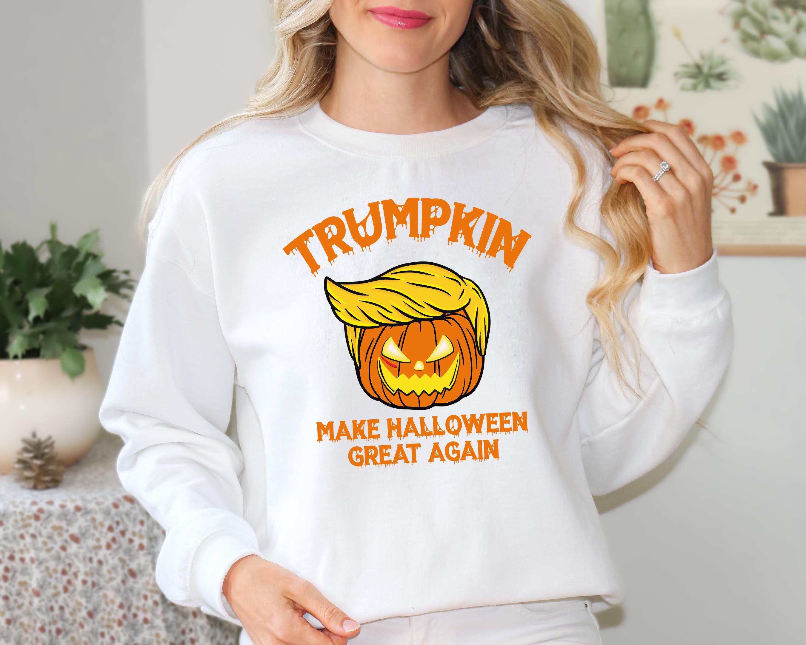 Halloween Trump Political Sweatshirt, Spooky & Trendy, Make Halloween Great Again Sweatshirt, Trump Pumpkin Sweatshirt, Halloween Crewneck