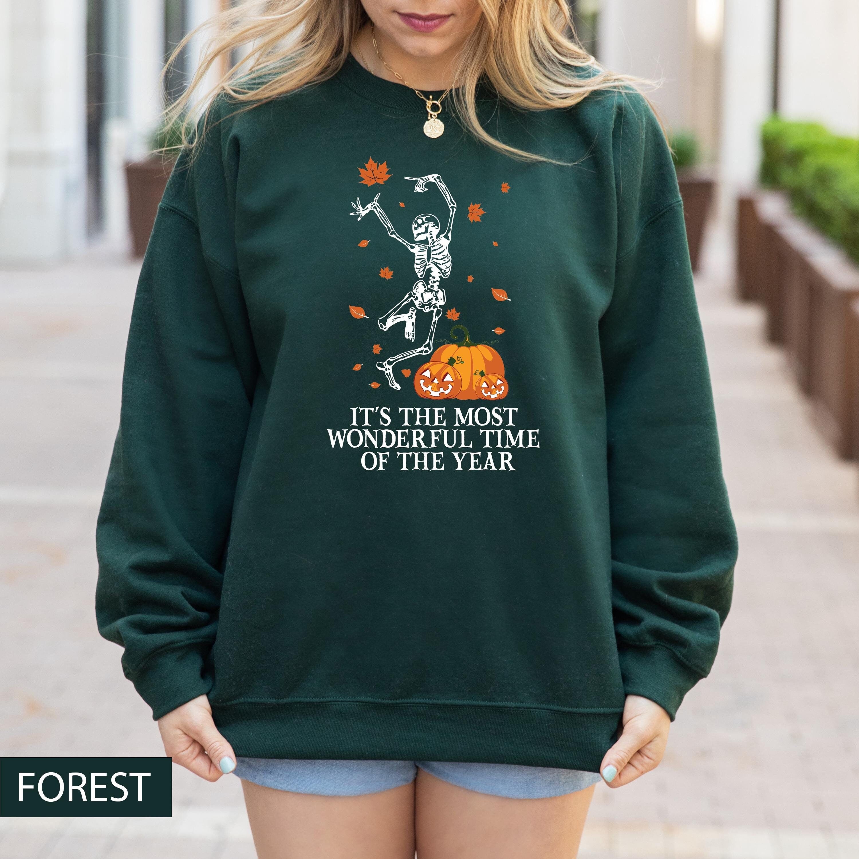 Halloween Dancing Skeleton Sweatshirt, Fall Season Sweatshirt, Skeleton Sweatshirt, Halloween Pumpkin Sweatshirt, Fall Sweatshirt