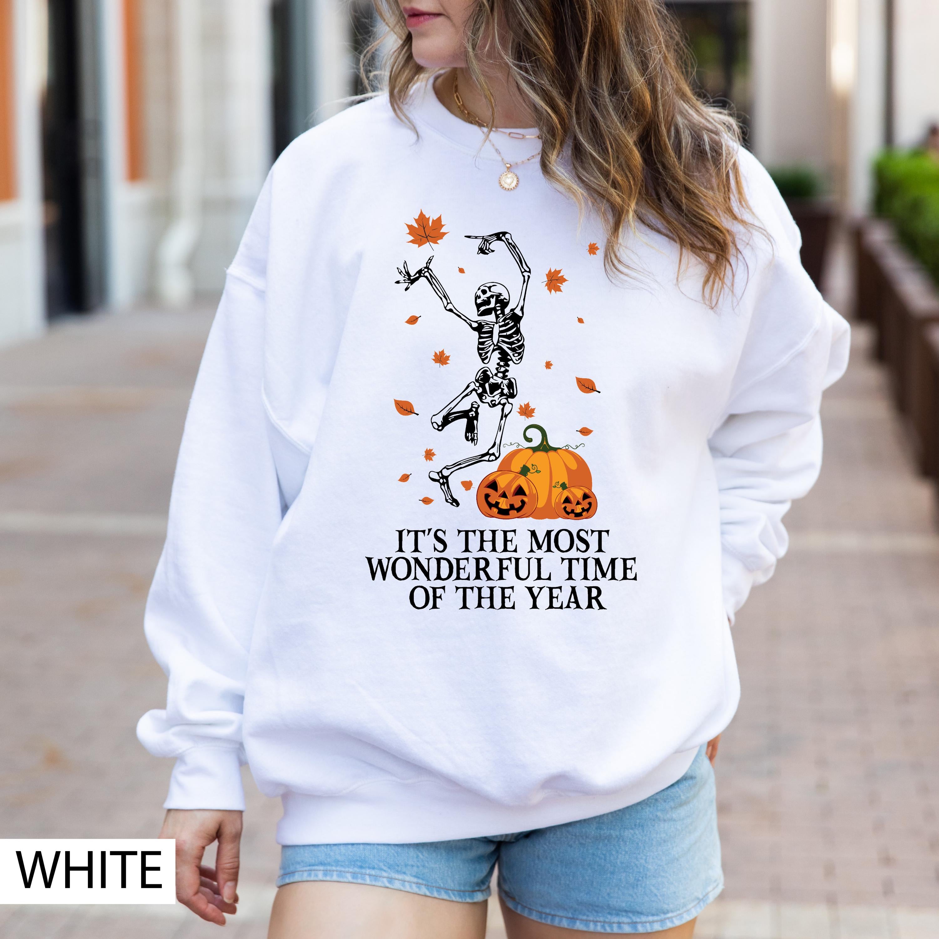Halloween Dancing Skeleton Sweatshirt, Fall Season Sweatshirt, Skeleton Sweatshirt, Halloween Pumpkin Sweatshirt, Fall Sweatshirt