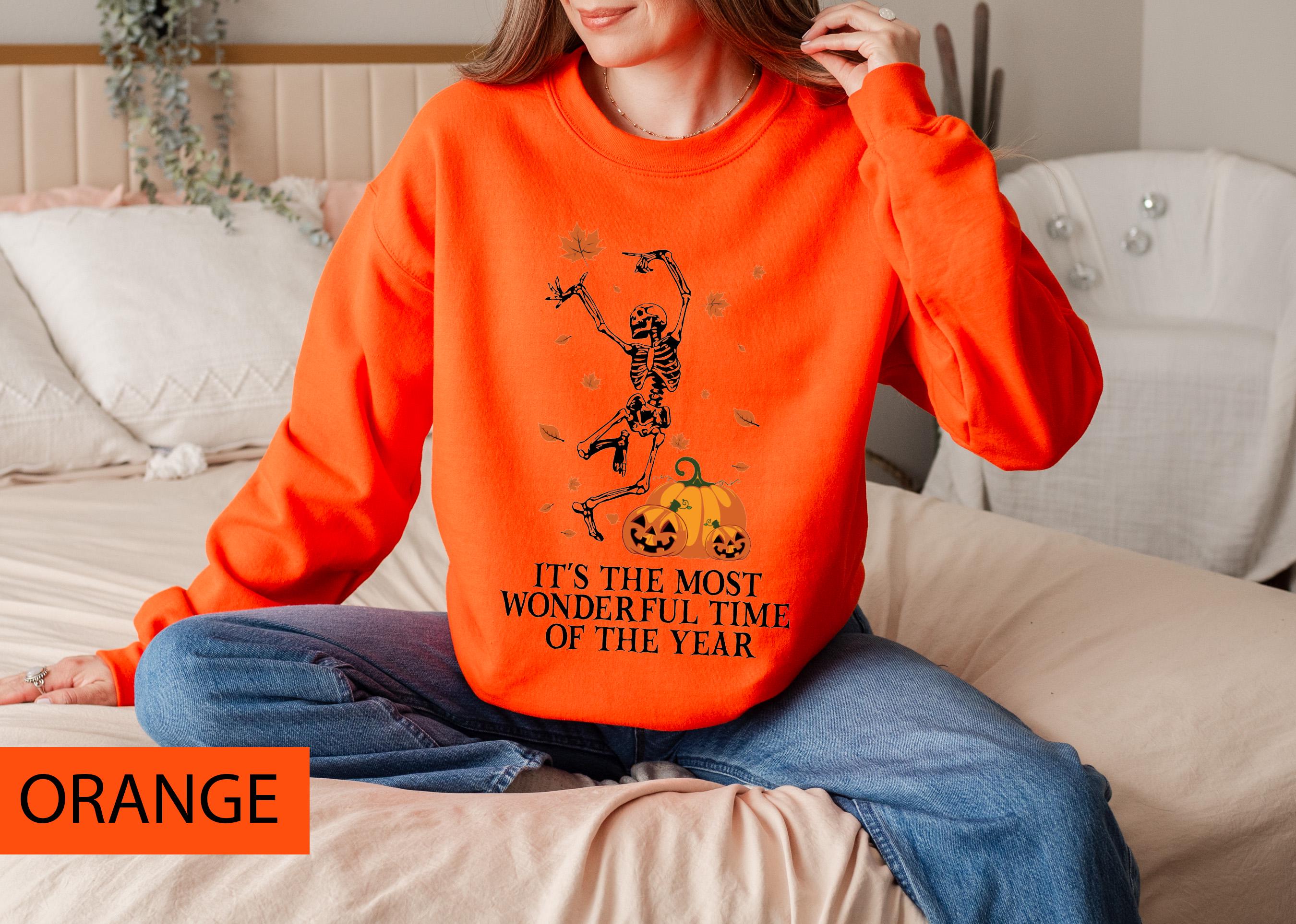 Halloween Dancing Skeleton Sweatshirt, Fall Season Sweatshirt, Skeleton Sweatshirt, Halloween Pumpkin Sweatshirt, Fall Sweatshirt
