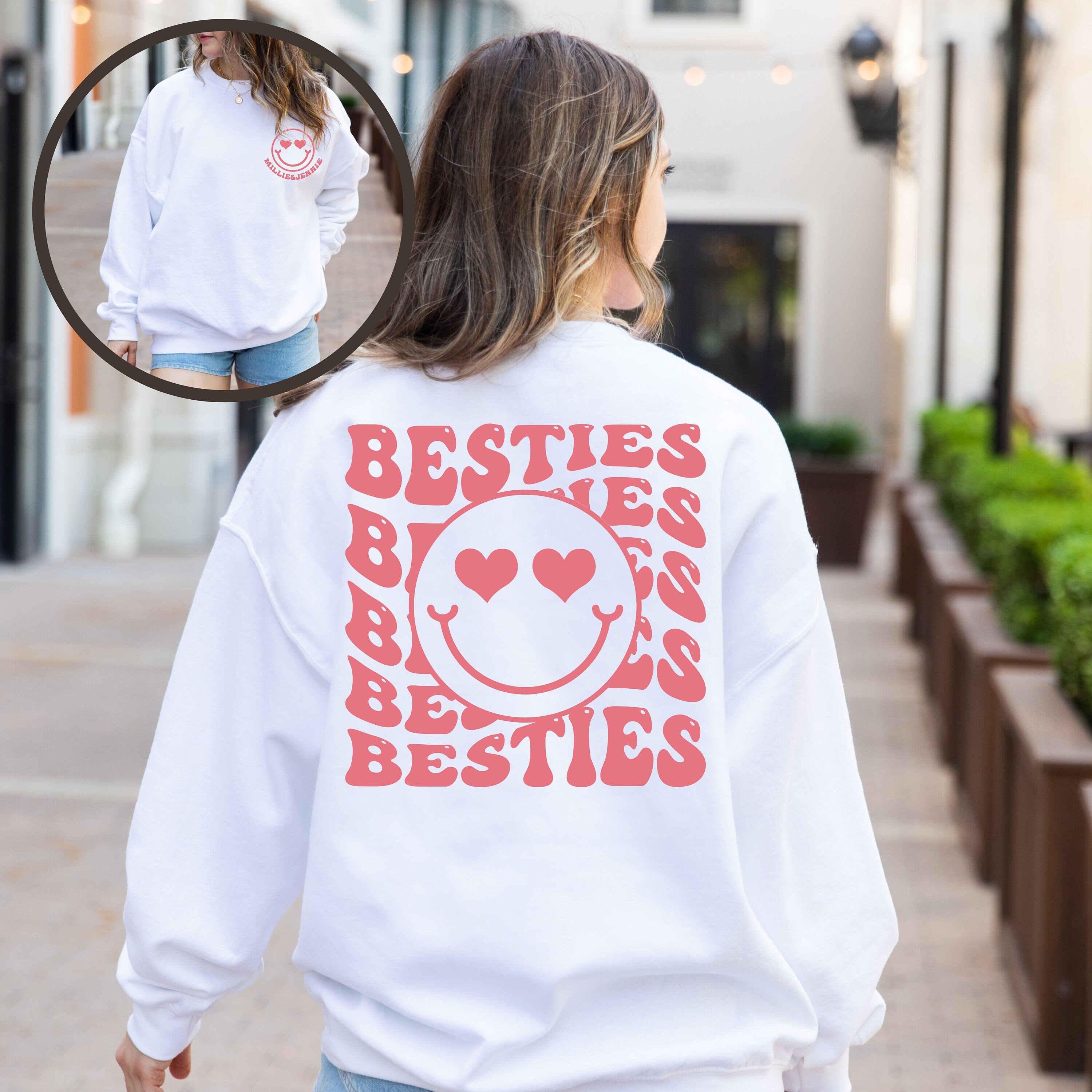 Custom Besties Sweatshirt,Bestie Crewneck Sweater,Personalized Besties Sweatshirt,BFF Sweatshirt,Gift For Bestfriend, Matching Besties Shirt