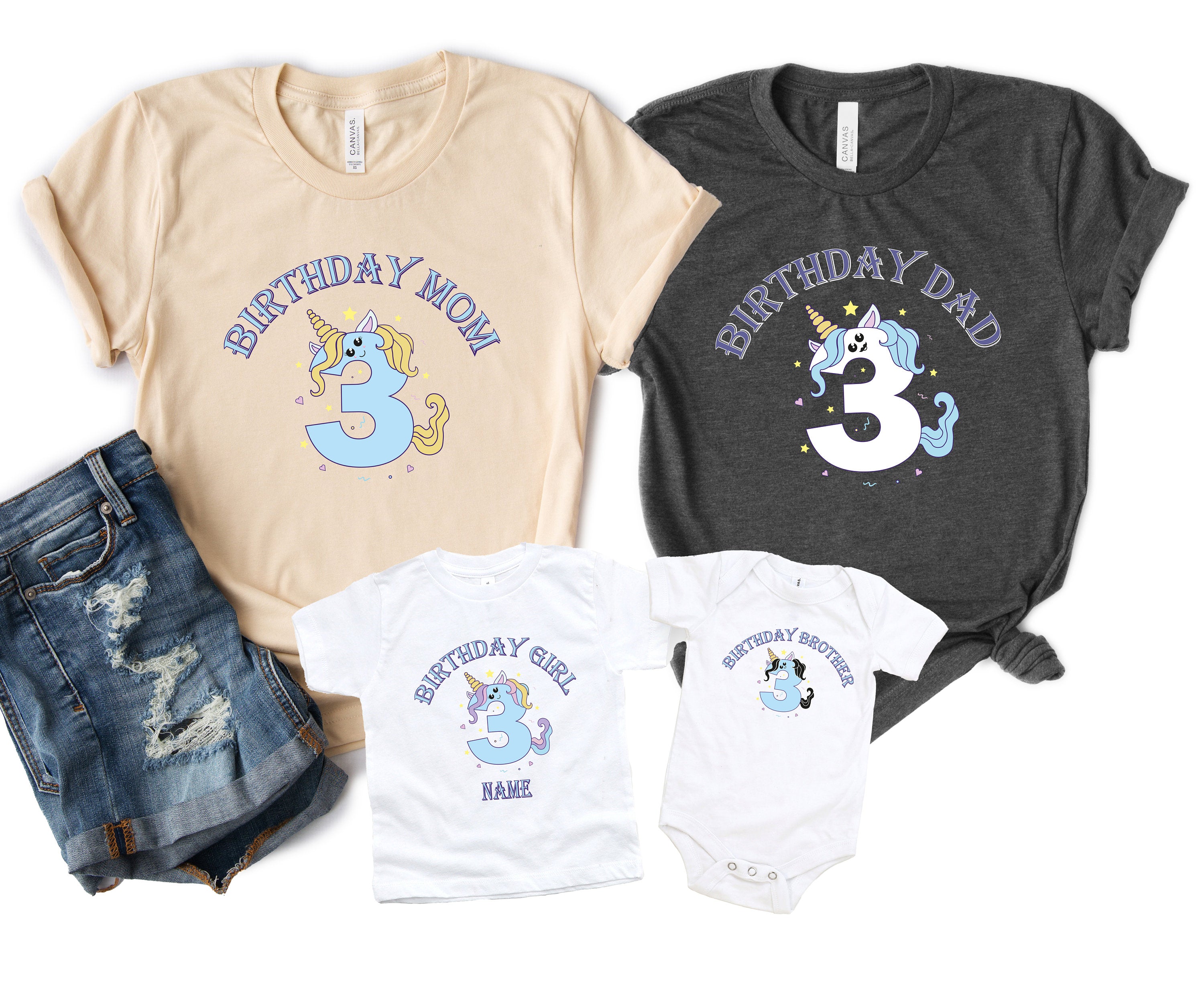 Personalized Birthday Unicorn 1st 2st 3st 4st 5st 6st 7st 8st 9st 10st T-shirt, Custom Name Unicorn shirt, Personalized gift for little girl