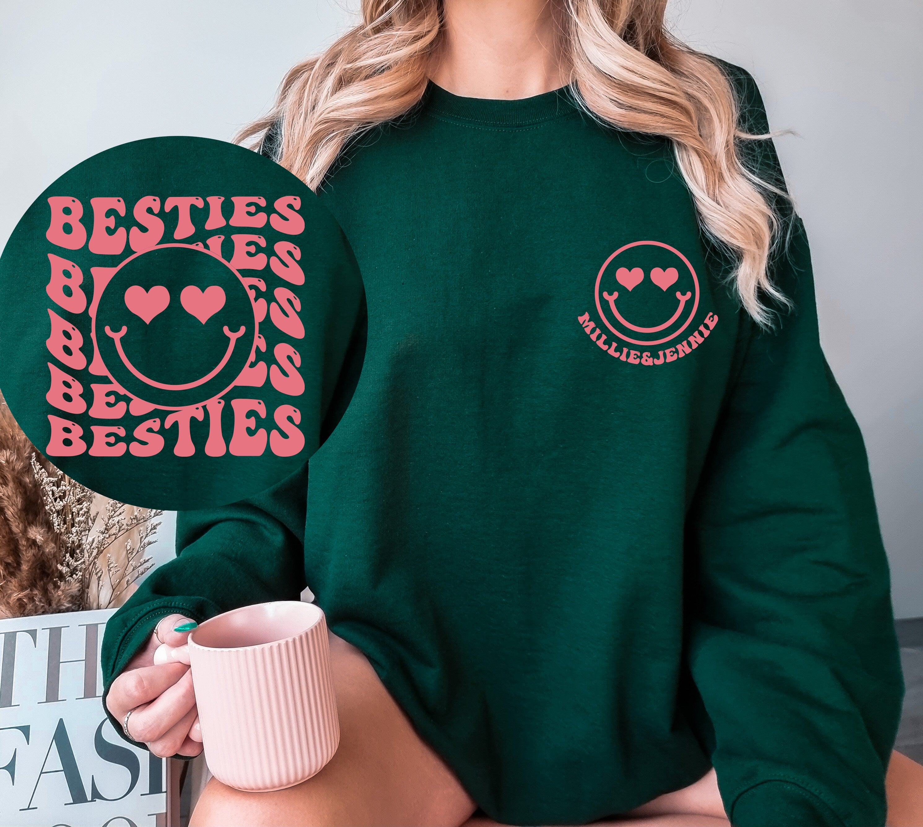 Custom Besties Sweatshirt,Bestie Crewneck Sweater,Personalized Besties Sweatshirt,BFF Sweatshirt,Gift For Bestfriend, Matching Besties Shirt