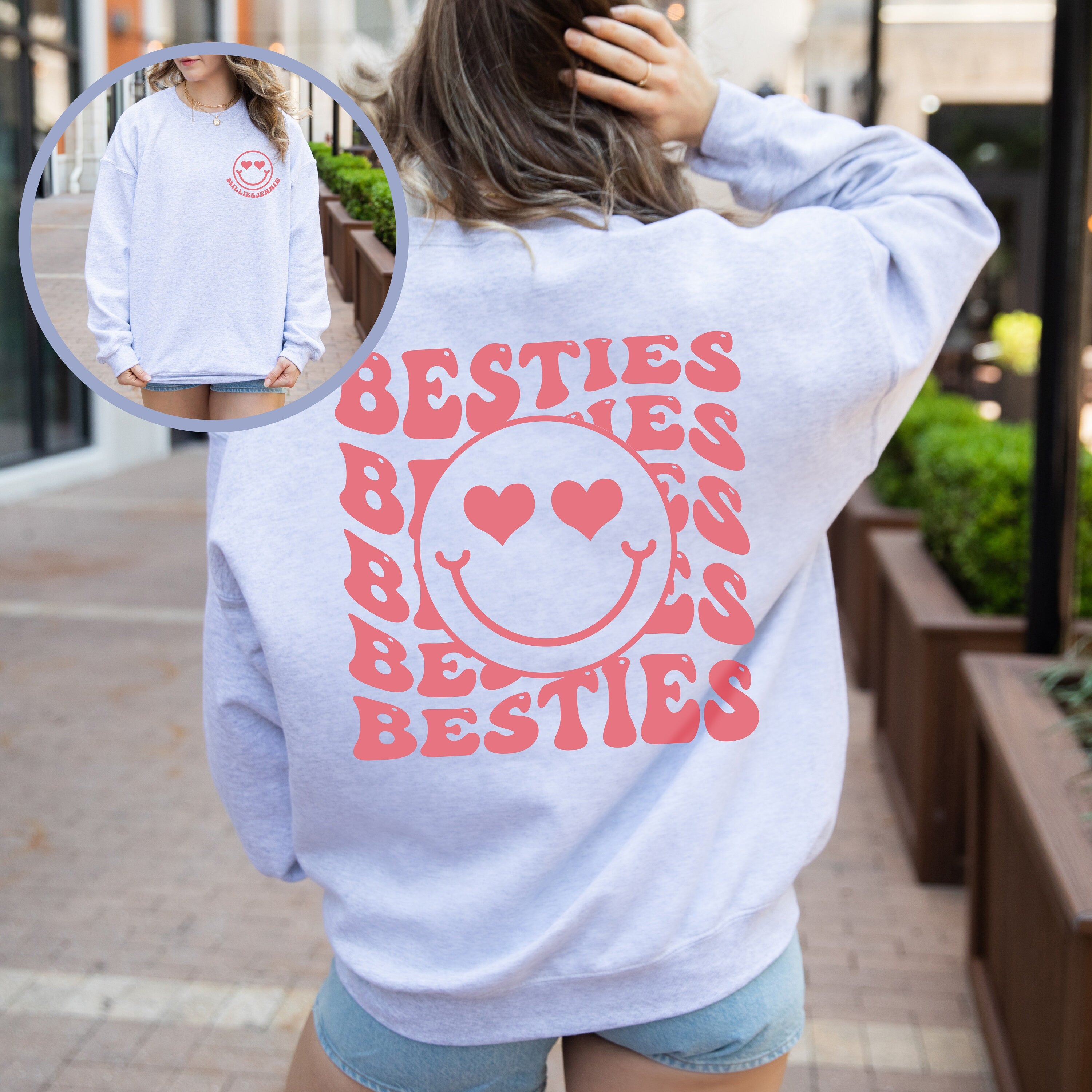 Custom Besties Sweatshirt,Bestie Crewneck Sweater,Personalized Besties Sweatshirt,BFF Sweatshirt,Gift For Bestfriend, Matching Besties Shirt