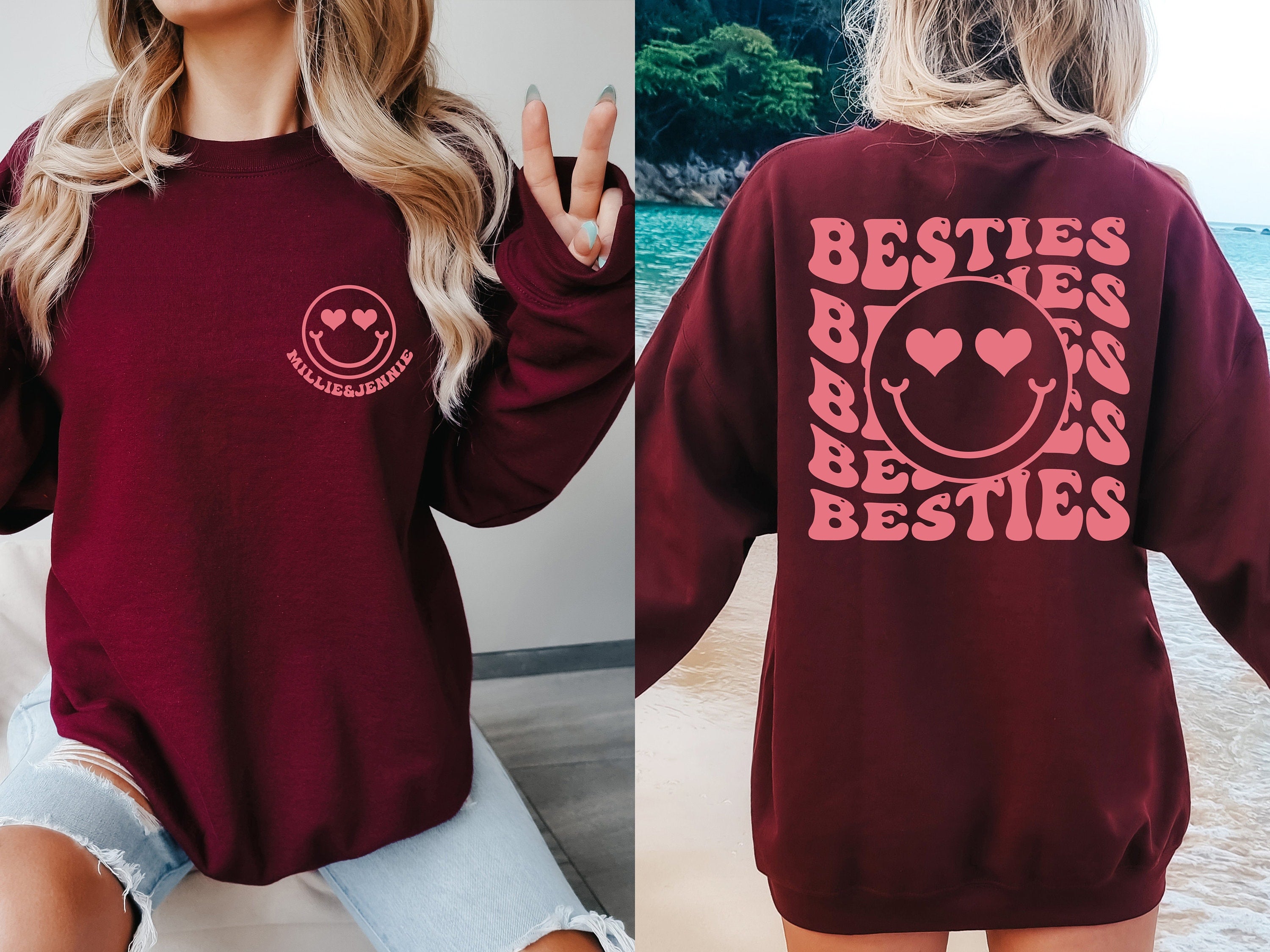 Custom Besties Sweatshirt,Bestie Crewneck Sweater,Personalized Besties Sweatshirt,BFF Sweatshirt,Gift For Bestfriend, Matching Besties Shirt