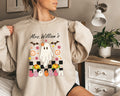 Personalized Spooky Teacher Sweatshirt, Custom Halloween Teacher Sweatshirt, Cute Ghost Teacher, Halloween Crewneck Sweatshirt