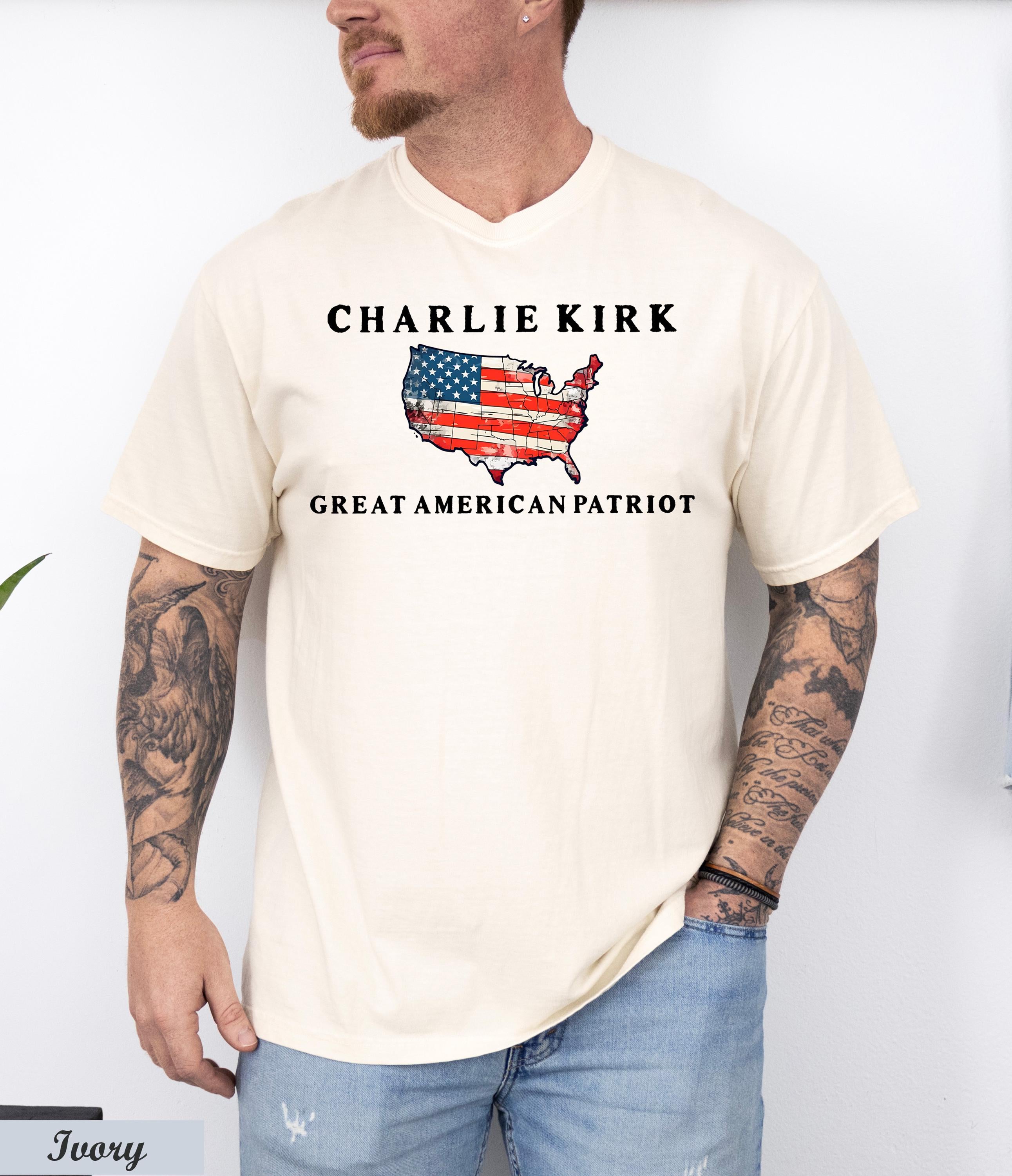 Charlie Kirk Great America Patriot Shirt,A True Patriot America Tee,Pray for Charlie Kirk,USA Flag Shirt,Charlie Kirk Memorial Tee,RIP Kirk