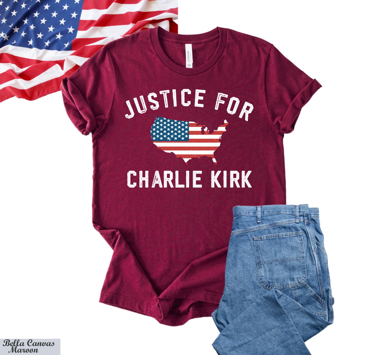 Justice for Charlie Kirk Shirt, Prayers Up for Charlie T-Shirt,Charlie Kirk RIP Shirt,Charlie Kirk Patriot Shirt,Conservative Activist Tee