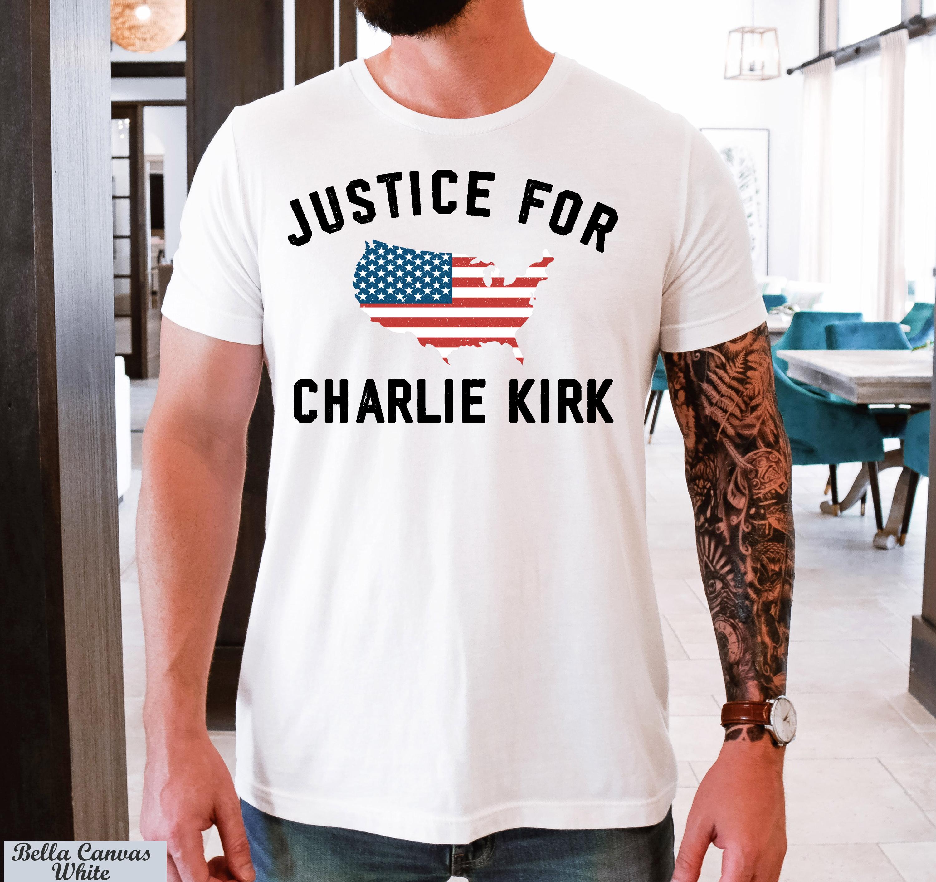 Justice for Charlie Kirk Shirt, Prayers Up for Charlie T-Shirt,Charlie Kirk RIP Shirt,Charlie Kirk Patriot Shirt,Conservative Activist Tee