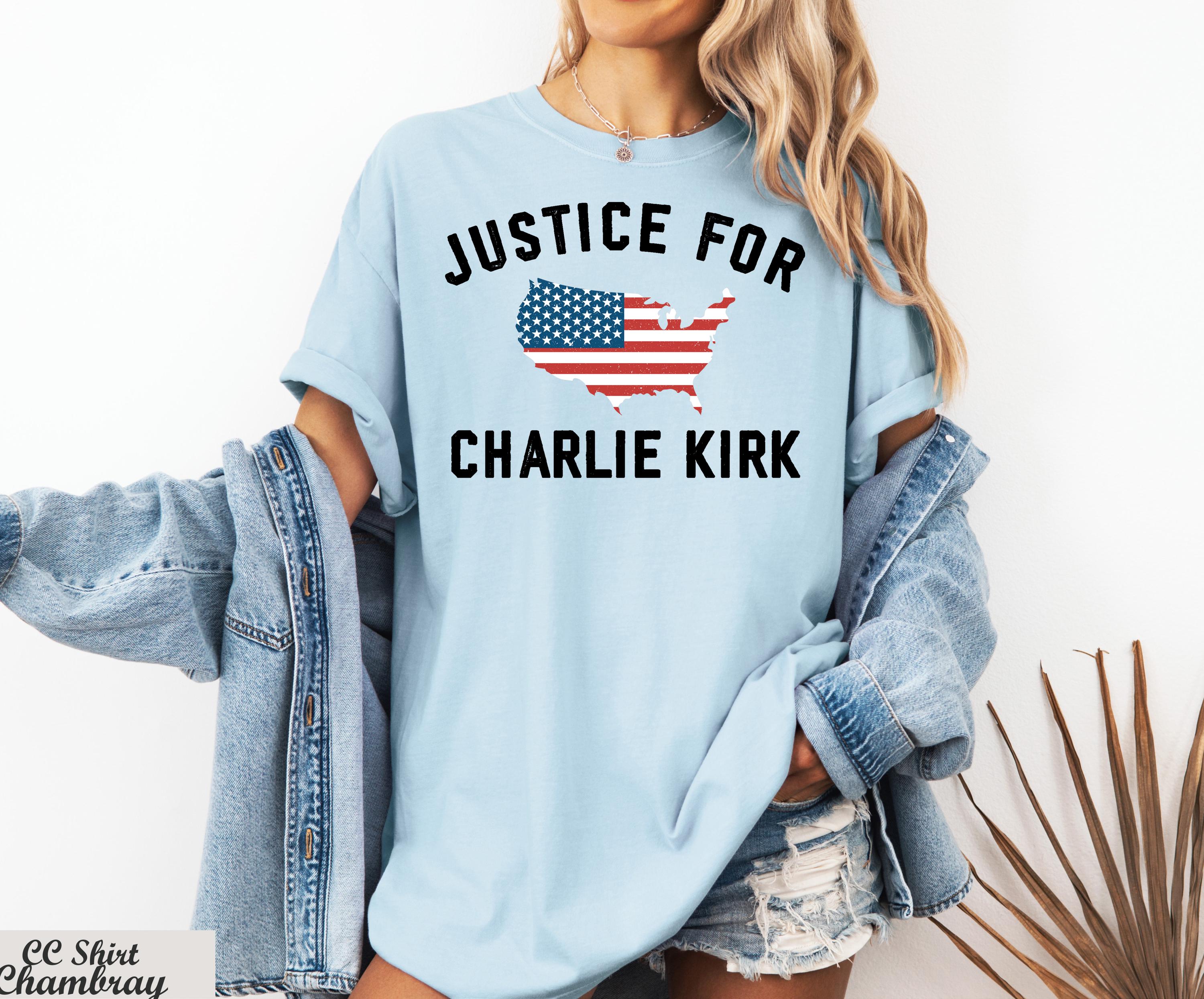 Justice for Charlie Kirk Shirt, Prayers Up for Charlie T-Shirt,Charlie Kirk RIP Shirt,Charlie Kirk Patriot Shirt,Conservative Activist Tee