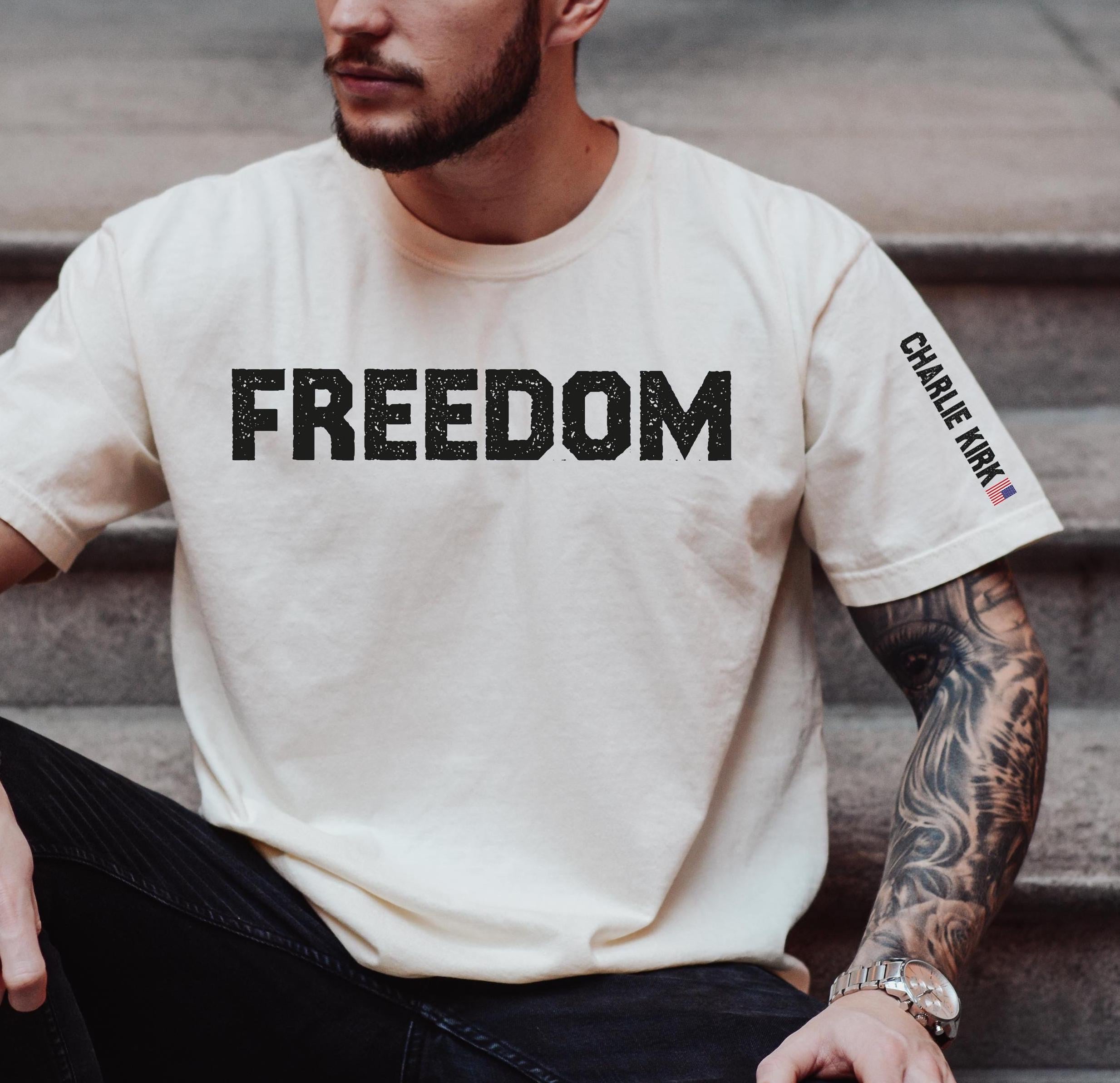 Freedom Charlie Kirk USA Flag Shirt, Justice for Charlie Kirk Shirt, Charlie Memorial Tee,RIP Charlie Kirk, Conservative Activist Tee