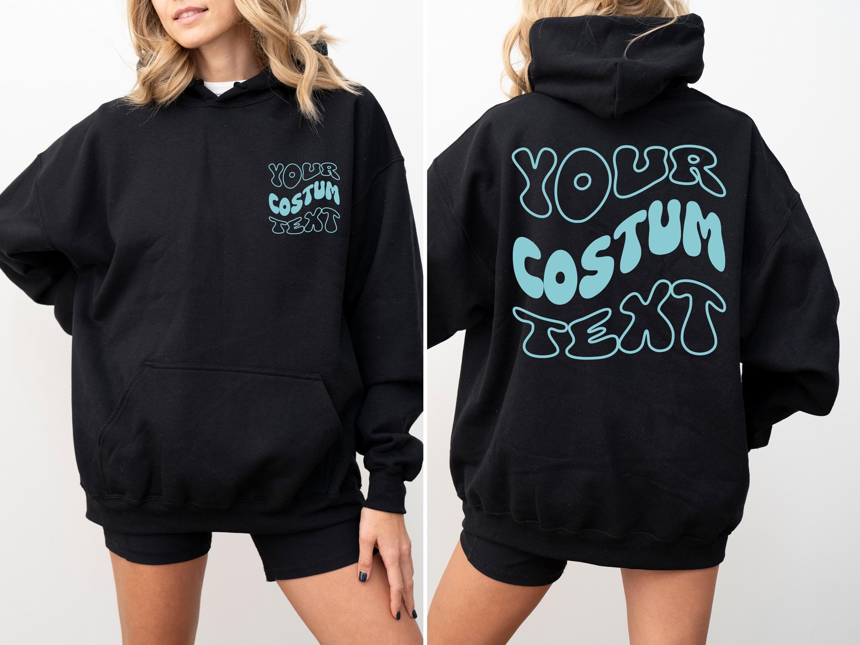 Custom hoodie, Personalized hoodie, Custom Wavy Text hoodie, Custom gift, Personalized hoodie text, Back and front custom text hoodie