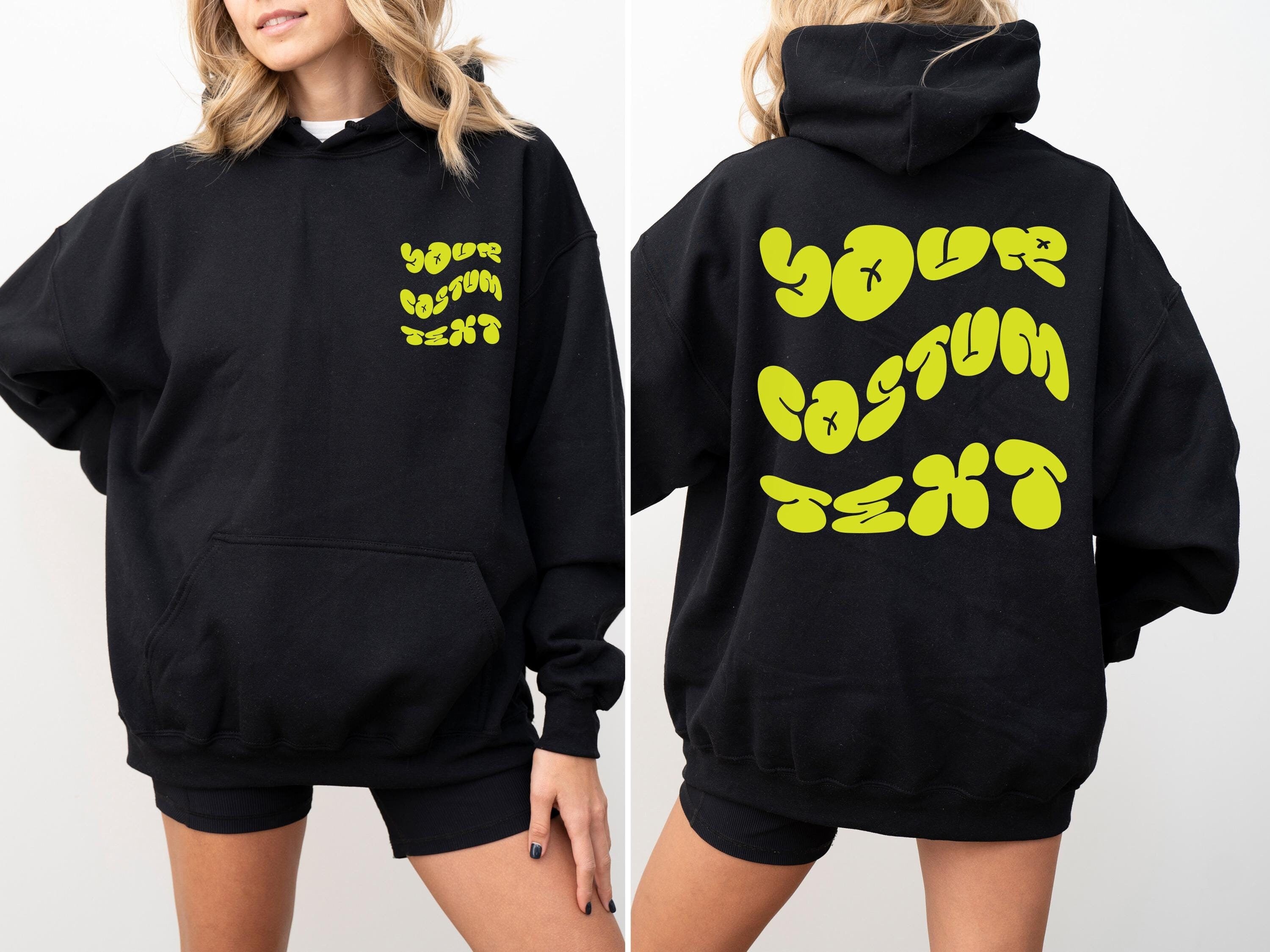 Custom hoodie, Personalized hoodie, Custom Wavy Text hoodie, Custom gift, Custom text hoodie, Back and front custom text hoodie