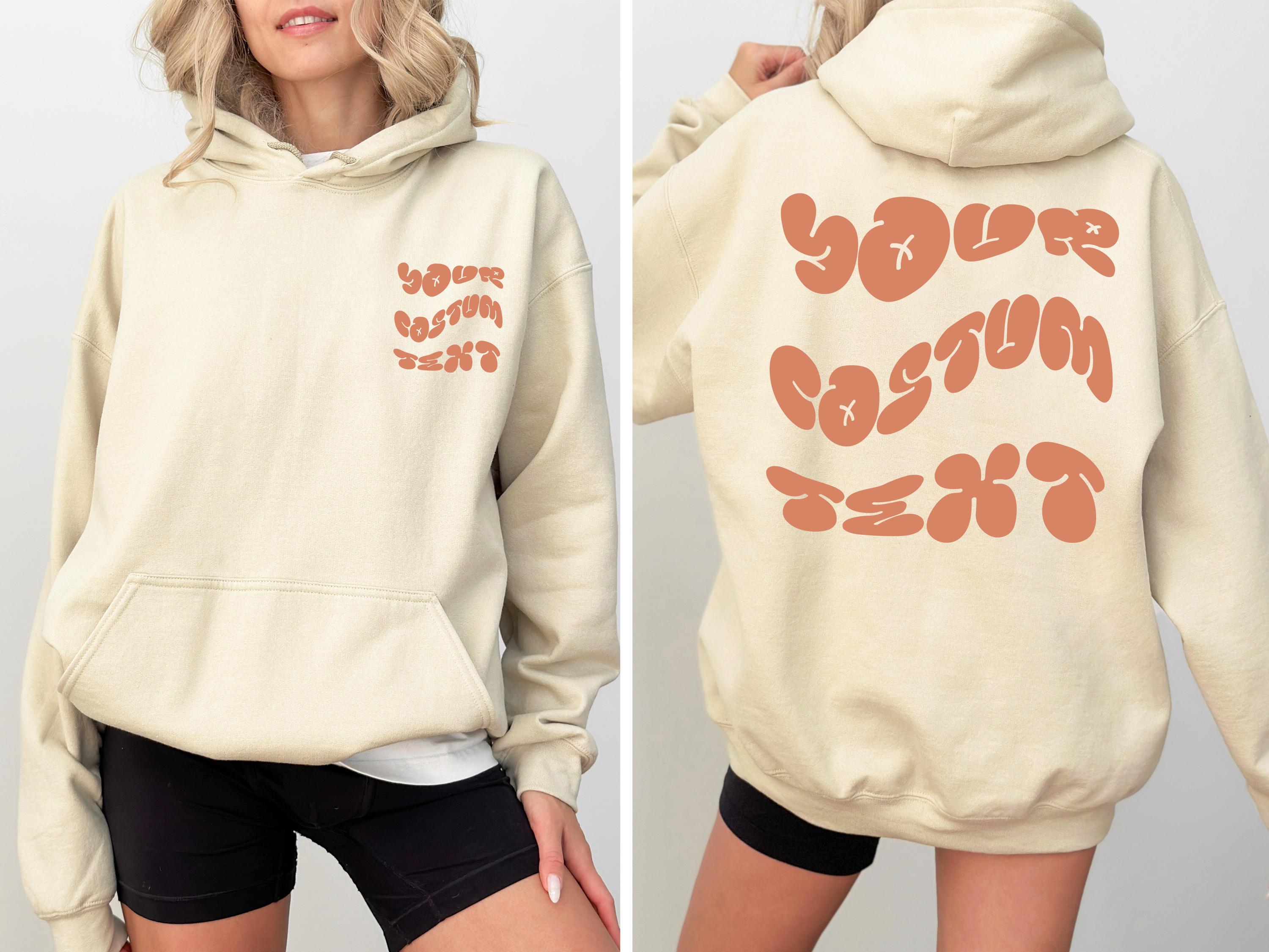 Custom hoodie, Personalized hoodie, Custom Wavy Text hoodie, Custom gift, Custom text hoodie, Back and front custom text hoodie