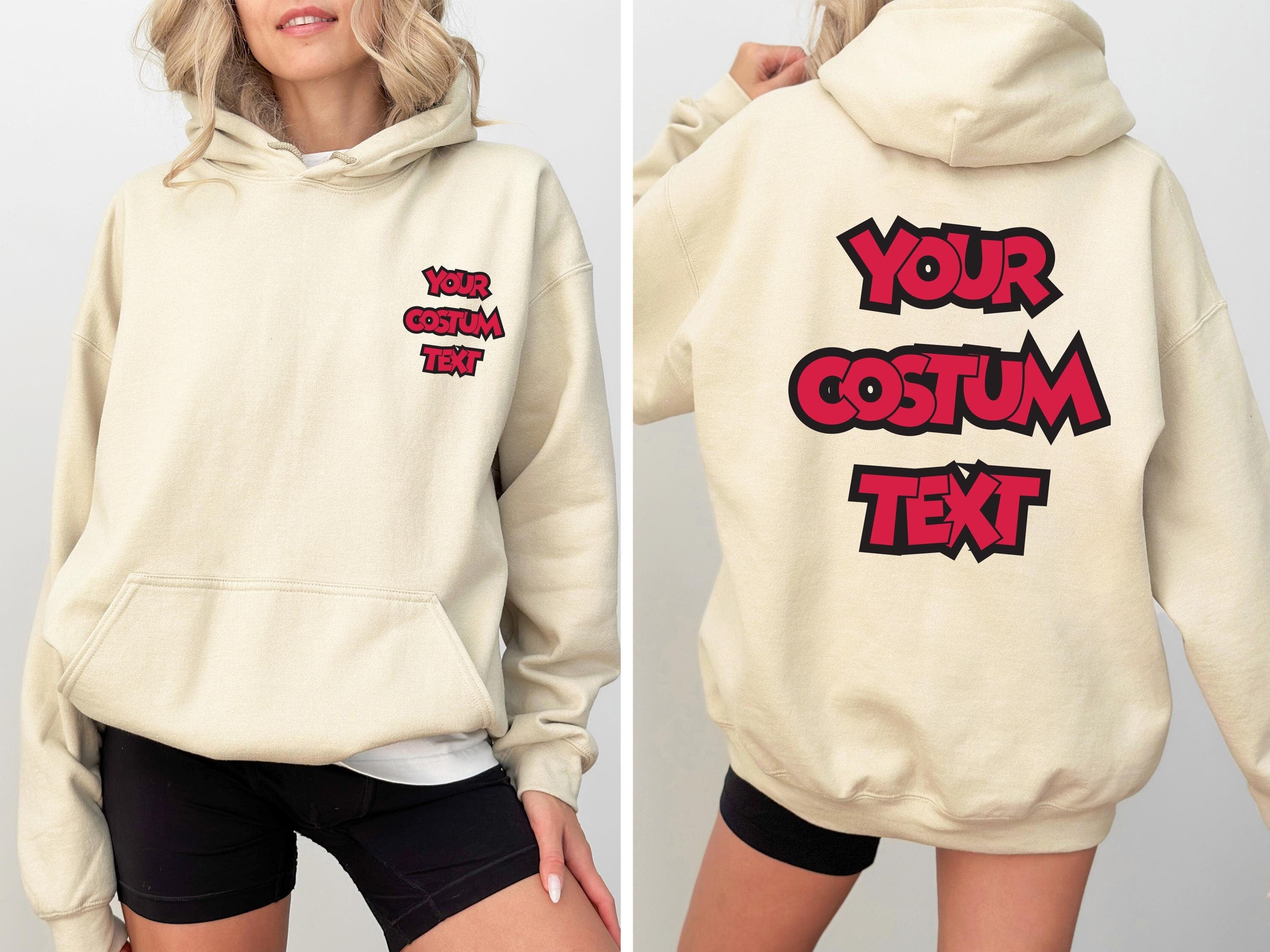 Custom hoodie, Personalized hoodie,  Custom Wavy Text hoodie, Your custom text hoodie, Custom text hoodie, Back and front custom text hoodie