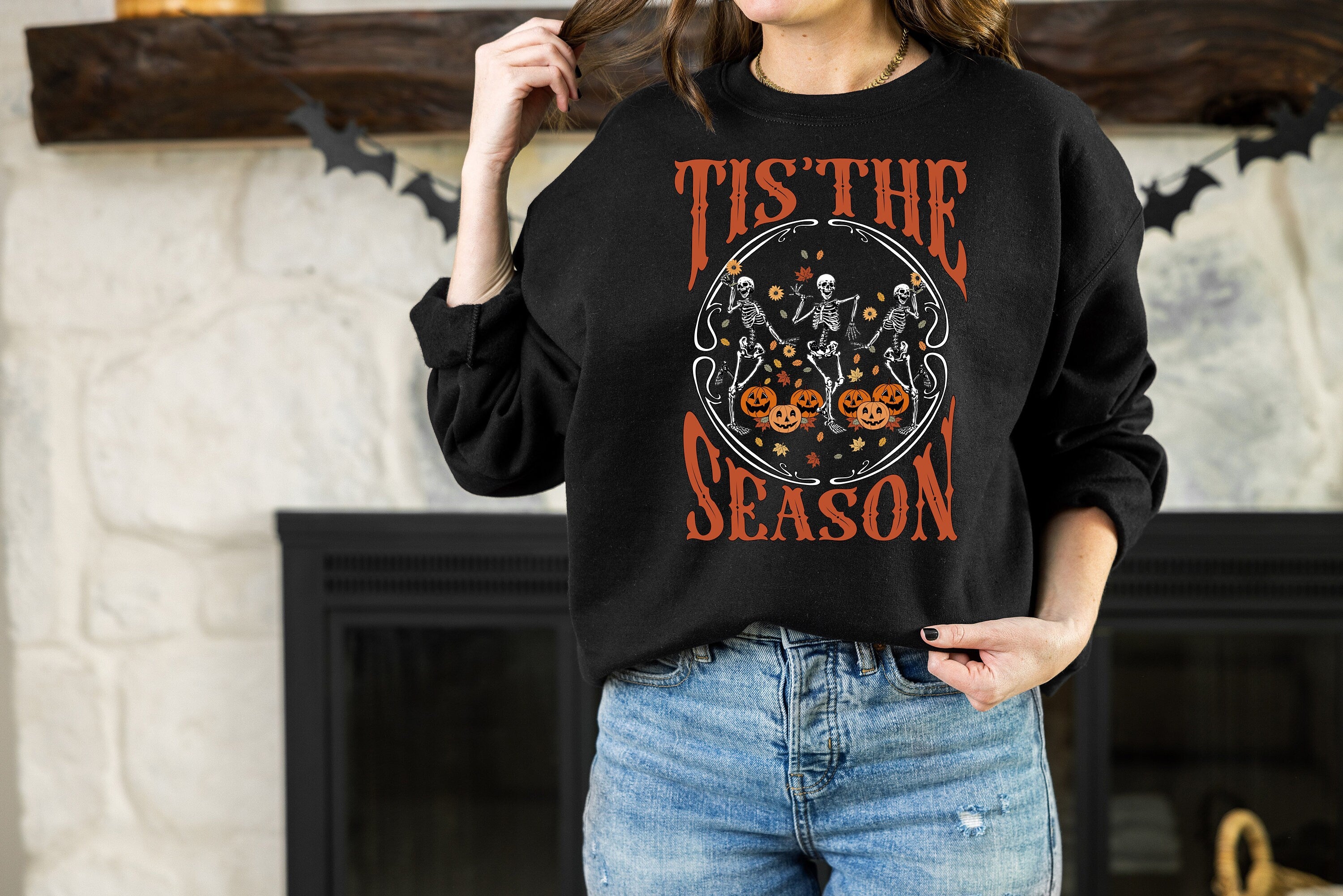 Halloween Tis The Season To Be Spooky Sweatshirt, Spooky Season Sweatshirt, Dancing Skeleton sweatshirt, Halloween Tis The Season Sweatshirt