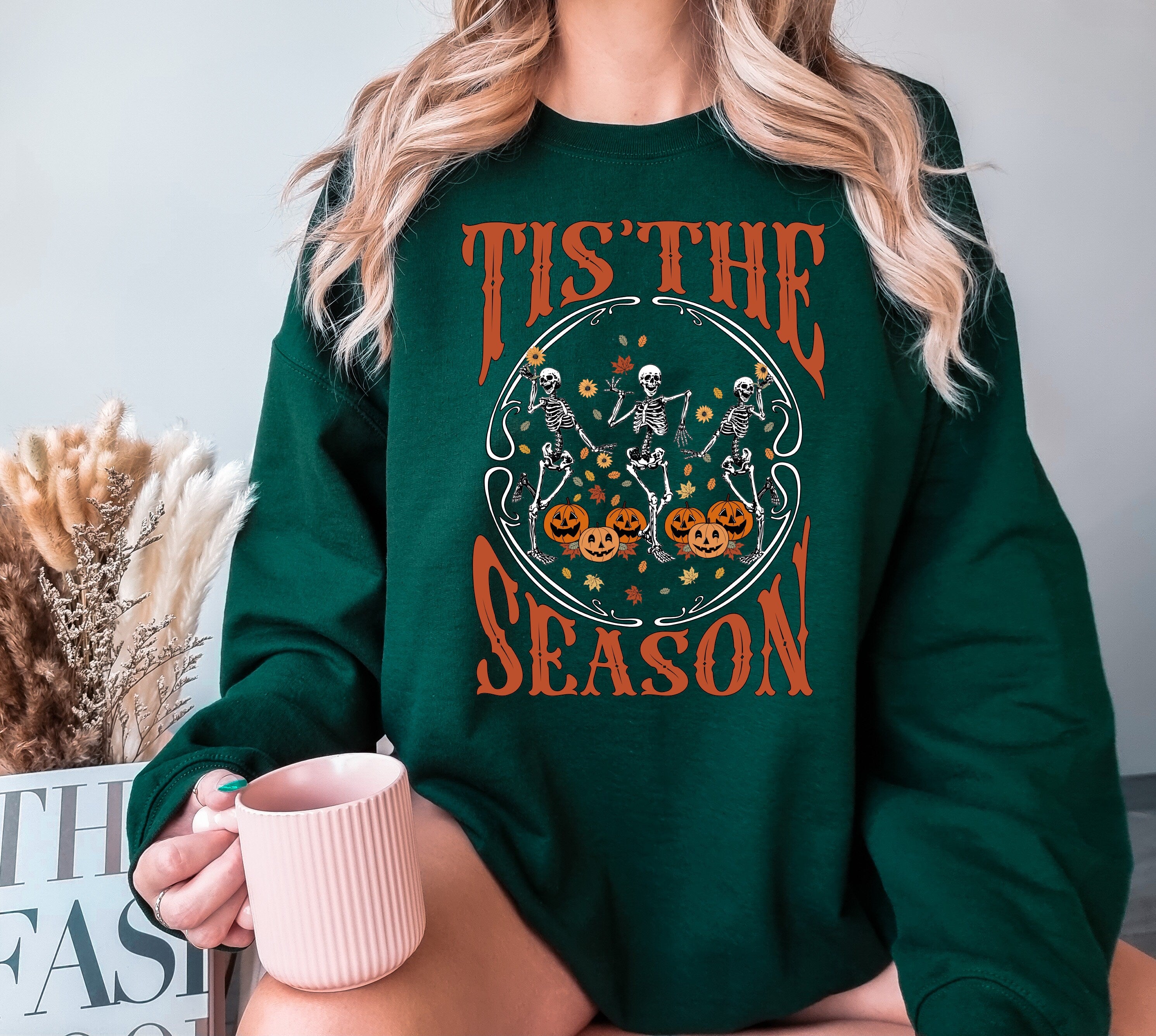 Halloween Tis The Season To Be Spooky Sweatshirt, Spooky Season Sweatshirt, Dancing Skeleton sweatshirt, Halloween Tis The Season Sweatshirt