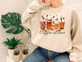 Custom Fall Coffee Sweatshirt, Cute Fall Sweatshirt, Thanksgiving Sweatshirt, Halloween Sweatshirt, Gift Coffee Lover Sweatshirt