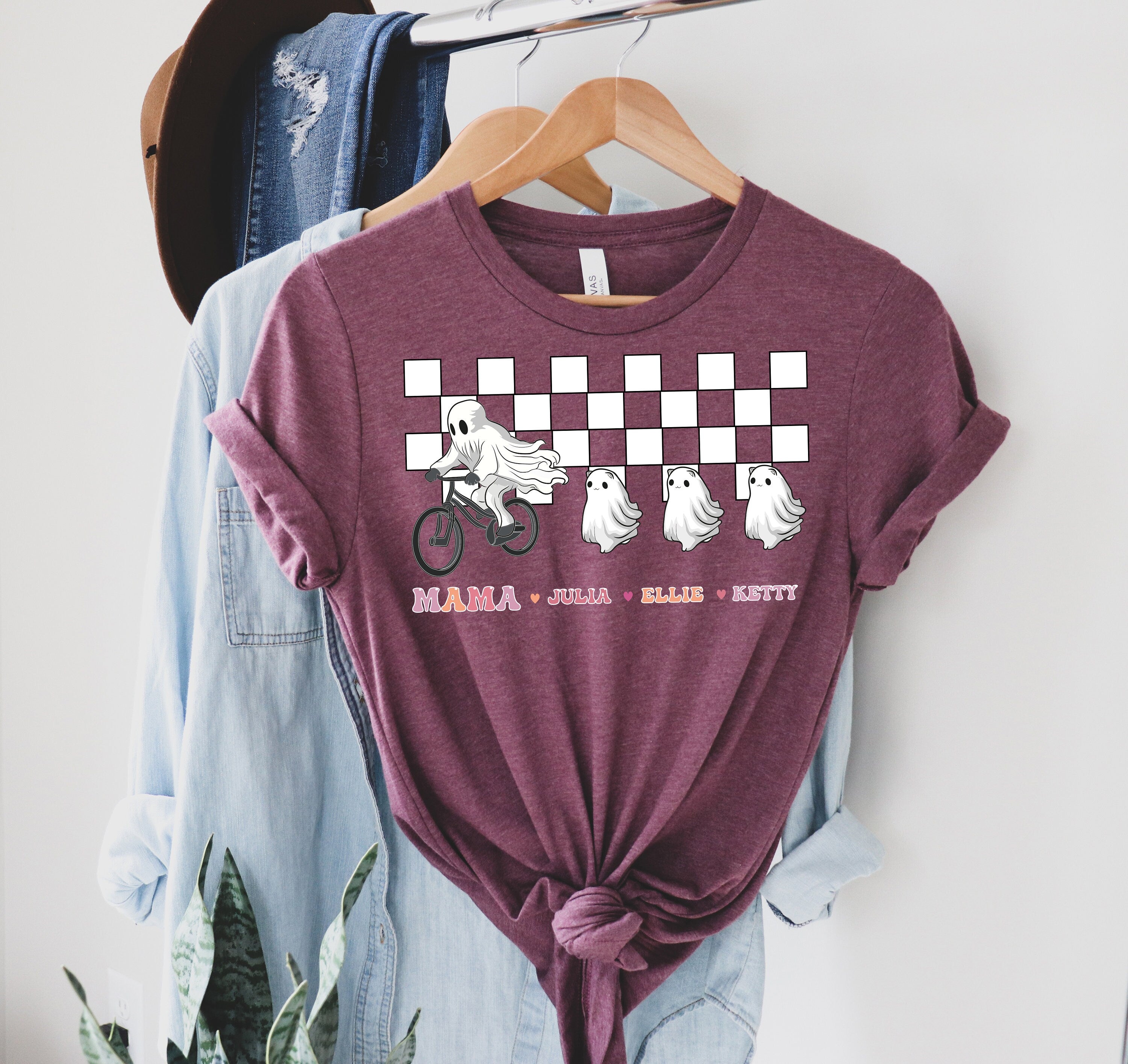 Custom Ghost Kids Names,Bicycle Lover,Custom Mama Halloween Sweater - Mama And Kids Name Hoodie,Custom Mama And Kids Ghost Sweatshirt