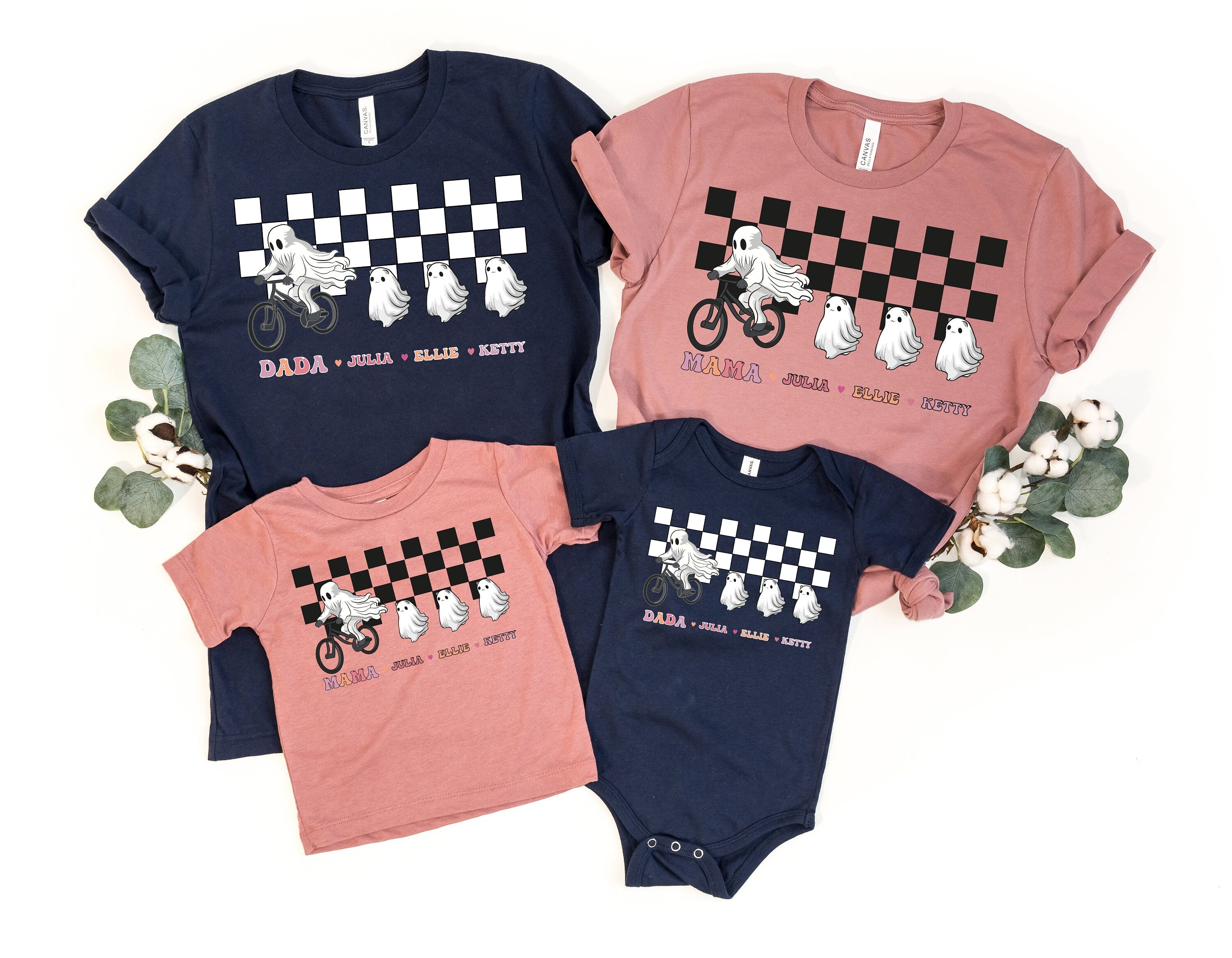 Custom Ghost Kids Names,Bicycle Lover,Custom Mama Halloween Sweater - Mama And Kids Name Hoodie,Custom Mama And Kids Ghost Sweatshirt