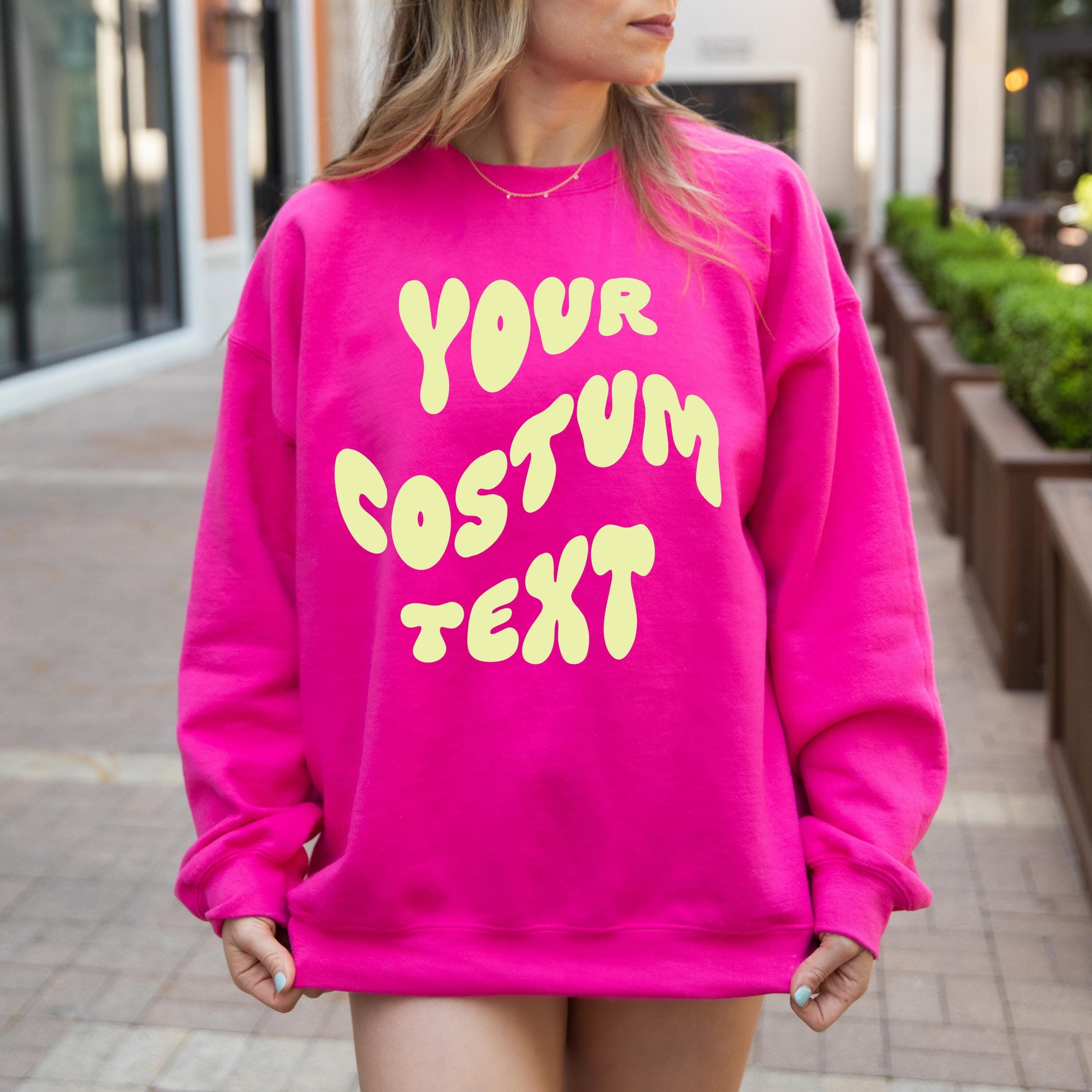 Personalized Sweatshirt, Custom Wavy Text Sweatshirt, Custom retro Sweatshirt, Add your Own Text, Personal Text Sweatshirt, Custom Shirt
