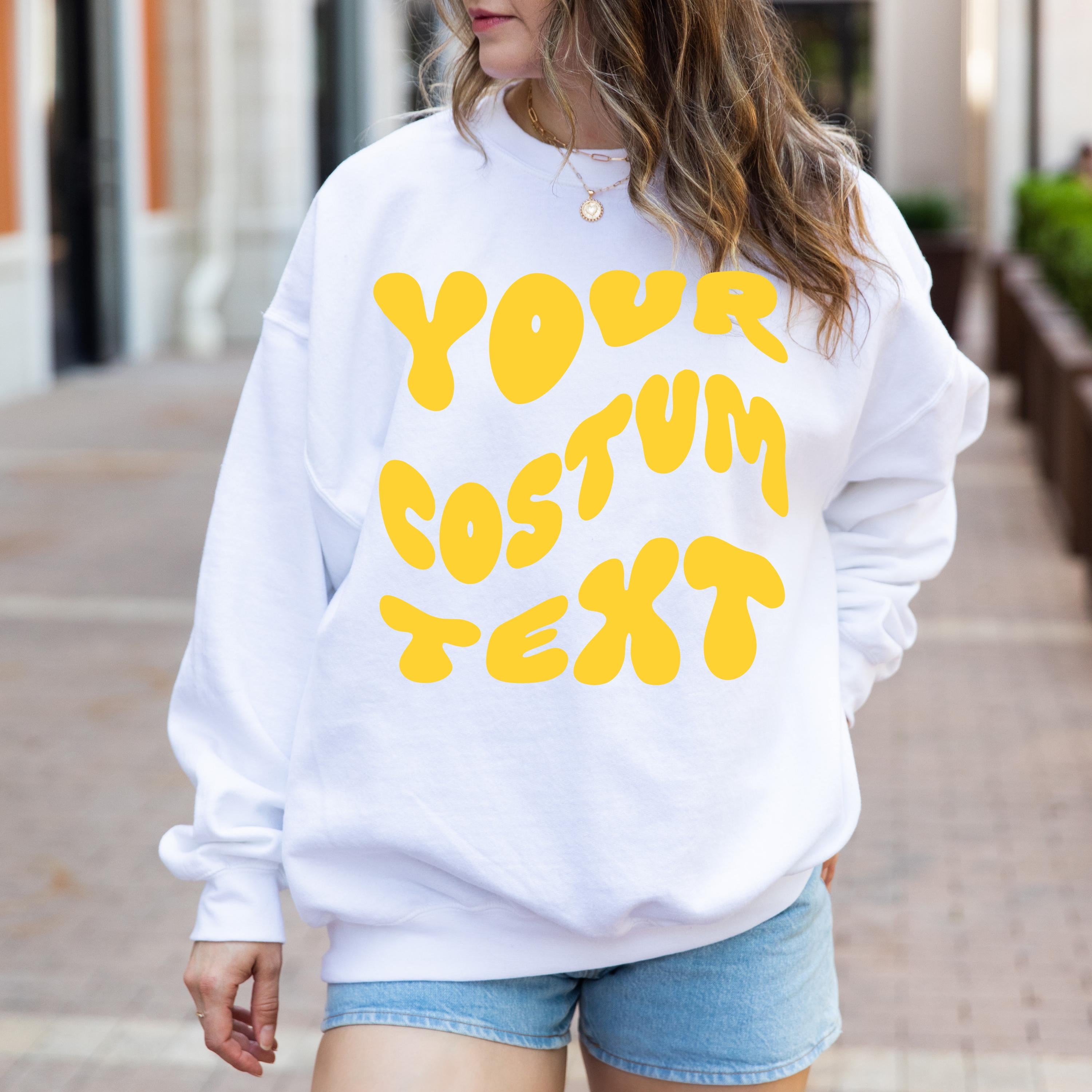Personalized Sweatshirt, Custom Wavy Text Sweatshirt, Custom retro Sweatshirt, Add your Own Text, Personal Text Sweatshirt, Custom Shirt