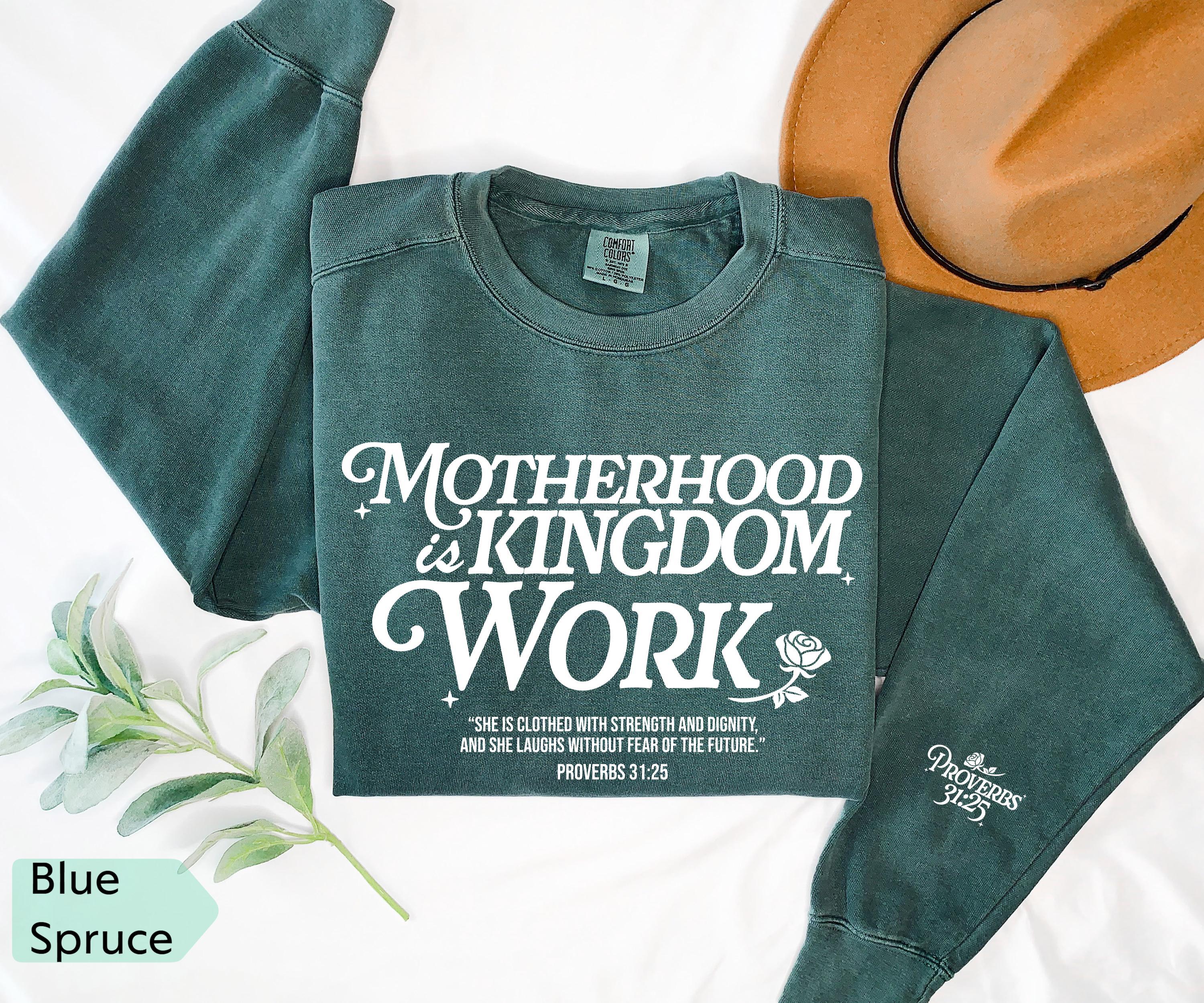 Comfort Colors® Motherhood is Kingdom Work Sweatshirt, Christian Mothers Day Shirt, Bible Shirt, Mother Gift, Retro Christian Mom Crewneck