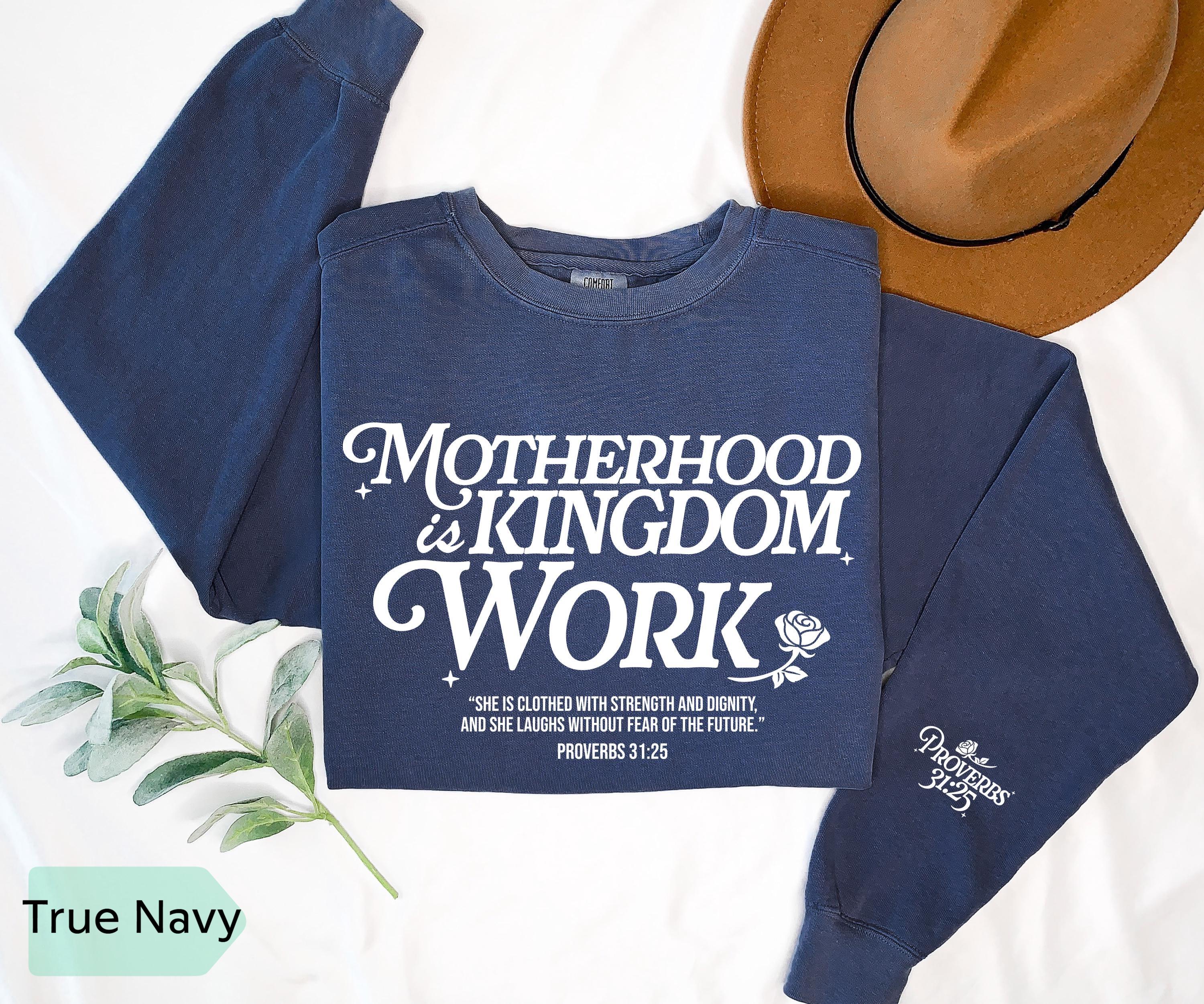 Comfort Colors® Motherhood is Kingdom Work Sweatshirt, Christian Mothers Day Shirt, Bible Shirt, Mother Gift, Retro Christian Mom Crewneck