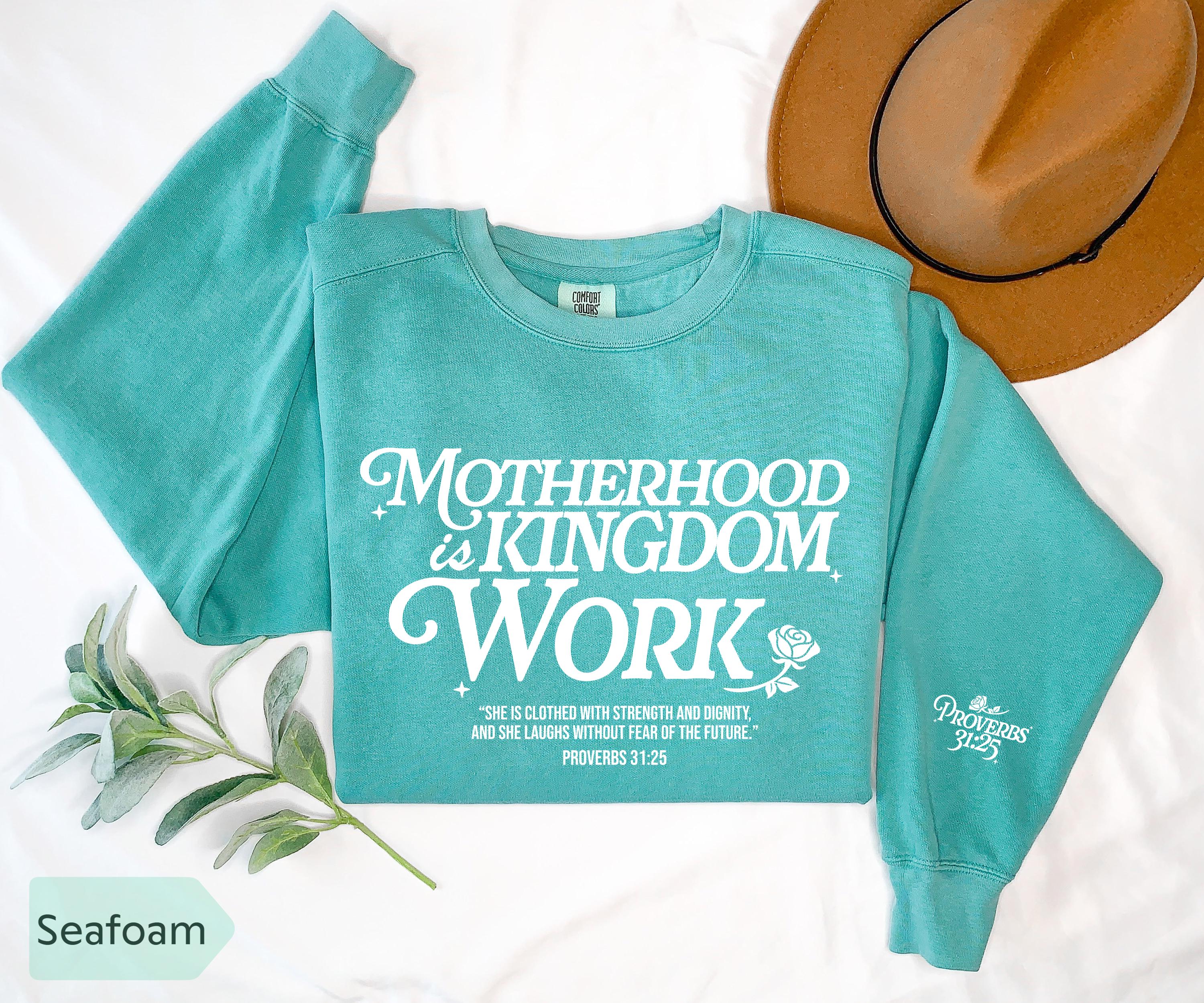 Comfort Colors® Motherhood is Kingdom Work Sweatshirt, Christian Mothers Day Shirt, Bible Shirt, Mother Gift, Retro Christian Mom Crewneck