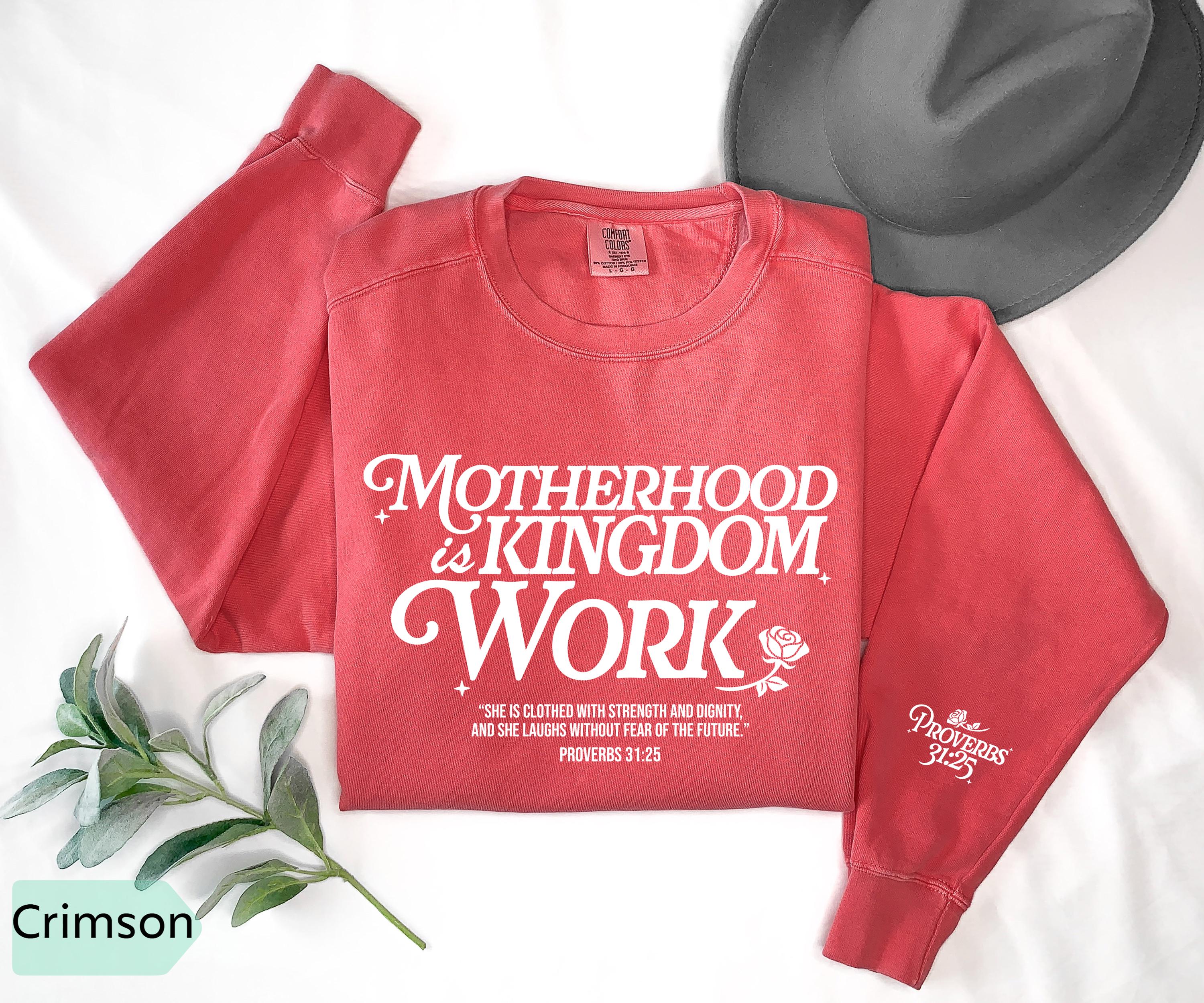 Comfort Colors® Motherhood is Kingdom Work Sweatshirt, Christian Mothers Day Shirt, Bible Shirt, Mother Gift, Retro Christian Mom Crewneck