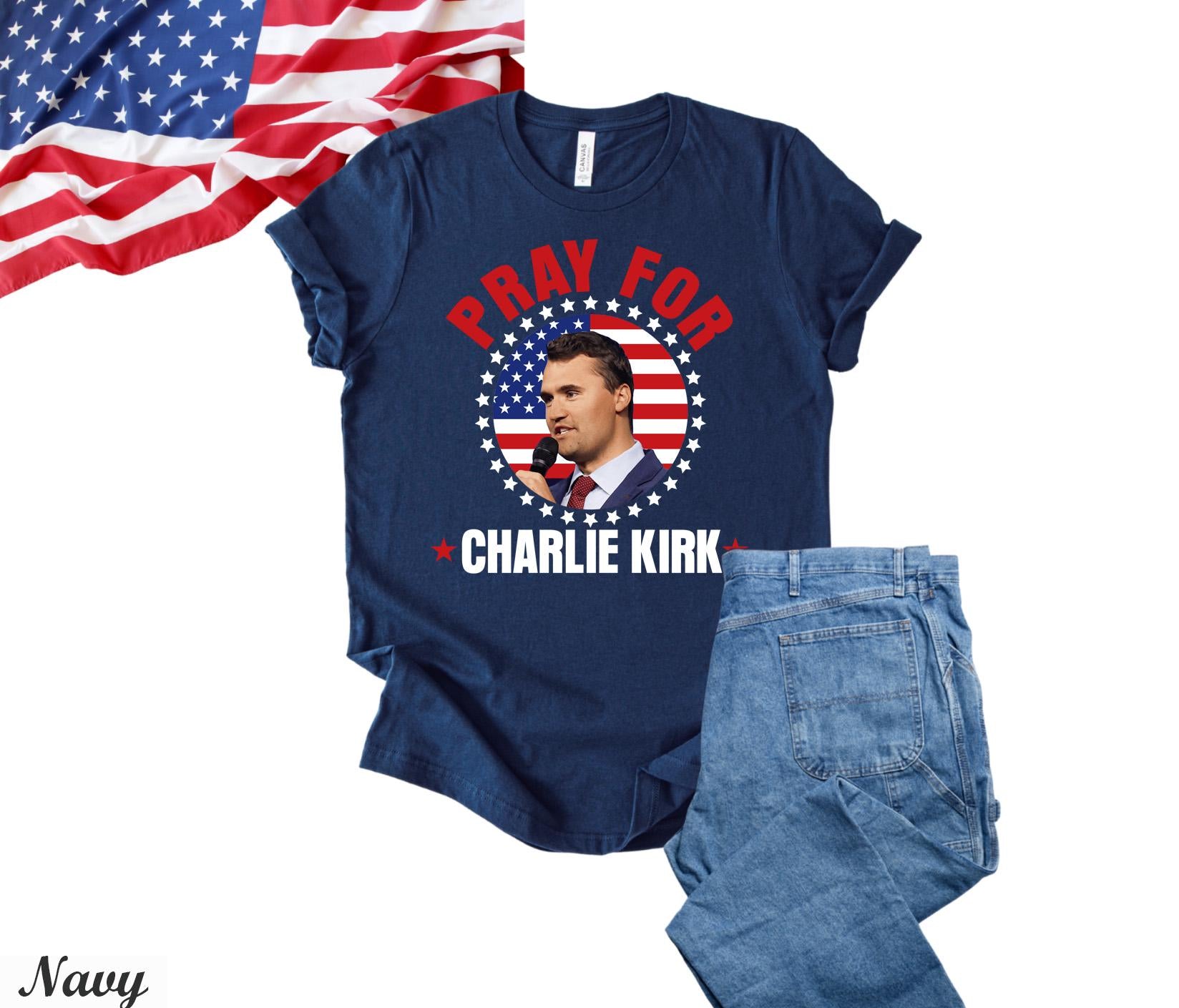 Pray for Charlie Kirk Shirt,Human Rights Activist Graphic Shirt,Conservative Political Unisex Shirt,Patriot America Flag Tee,Activist Shirt