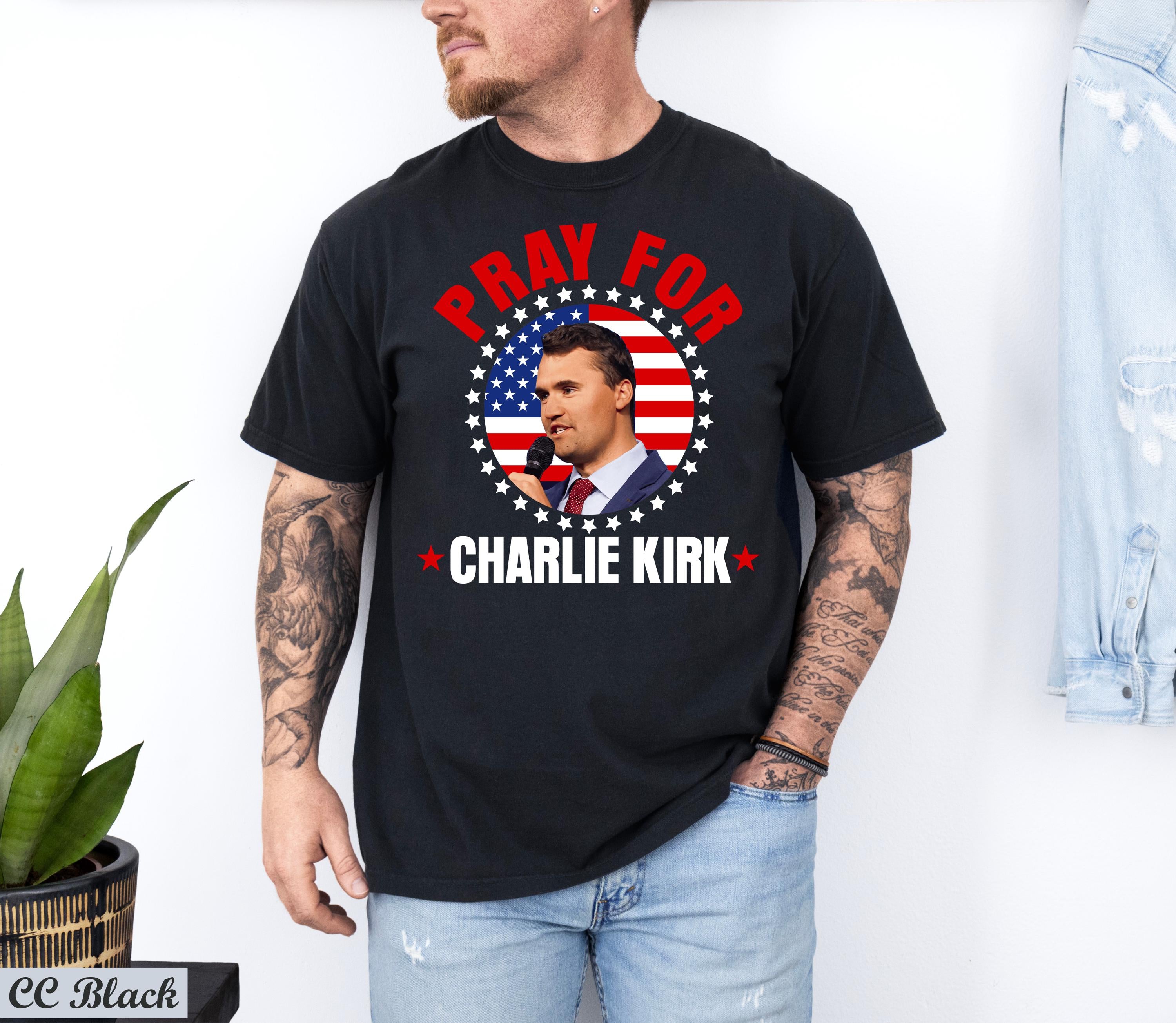 Pray for Charlie Kirk Shirt,Human Rights Activist Graphic Shirt,Conservative Political Unisex Shirt,Patriot America Flag Tee,Activist Shirt